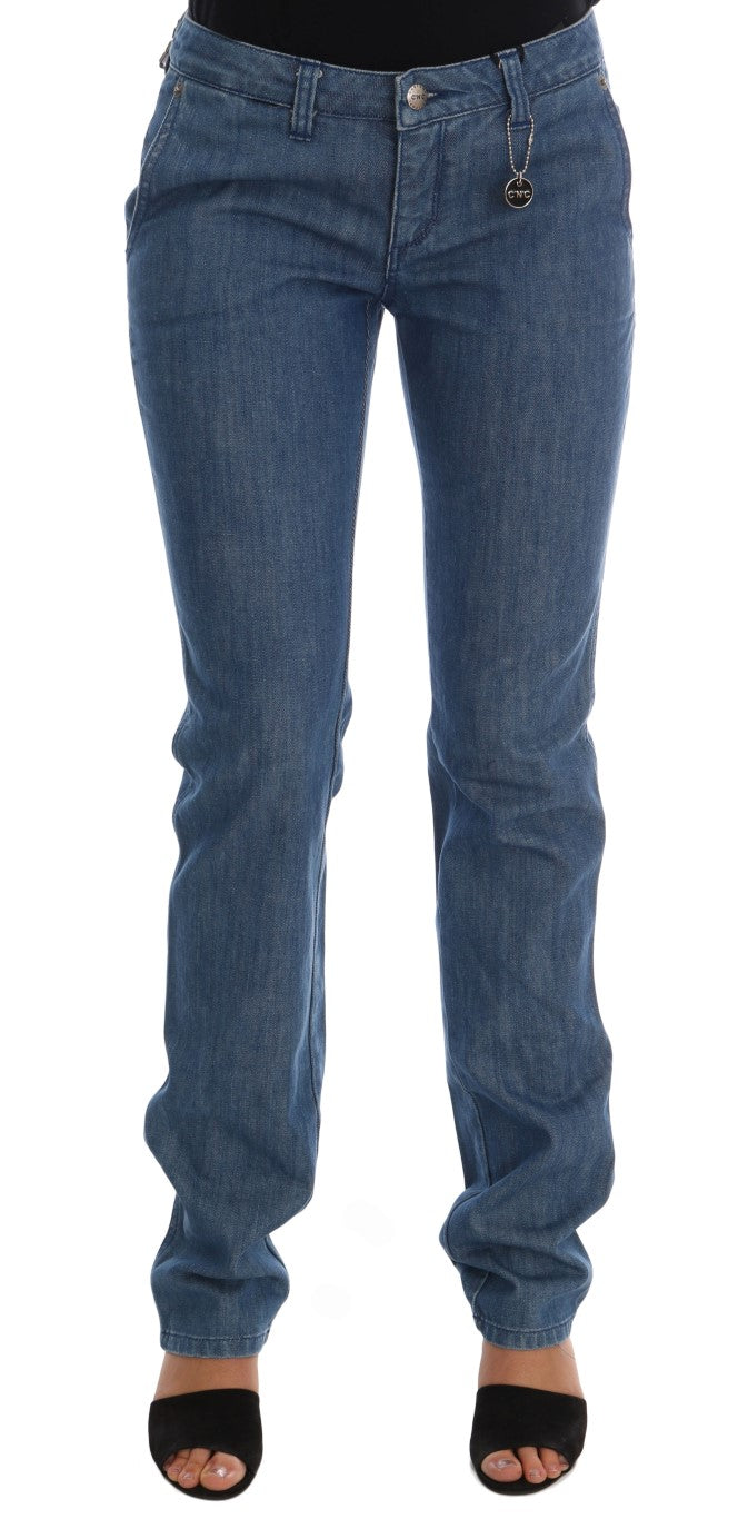 Jean Costume National Super Slim en coton bleu délavé