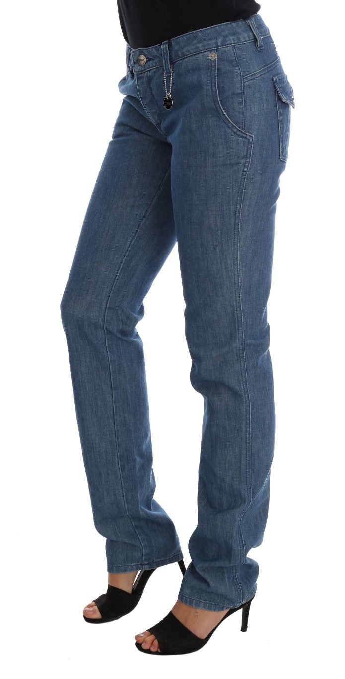 Jean Costume National Super Slim en coton bleu délavé