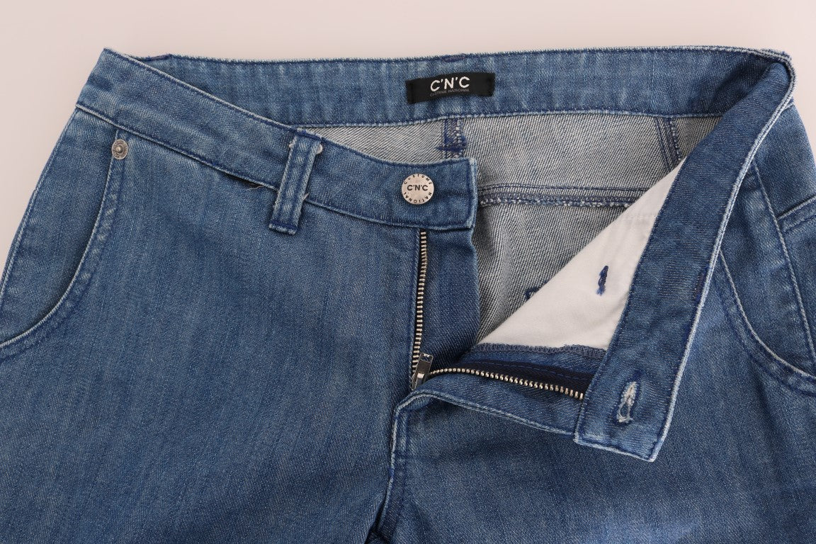 Jean Costume National Super Slim en coton bleu délavé