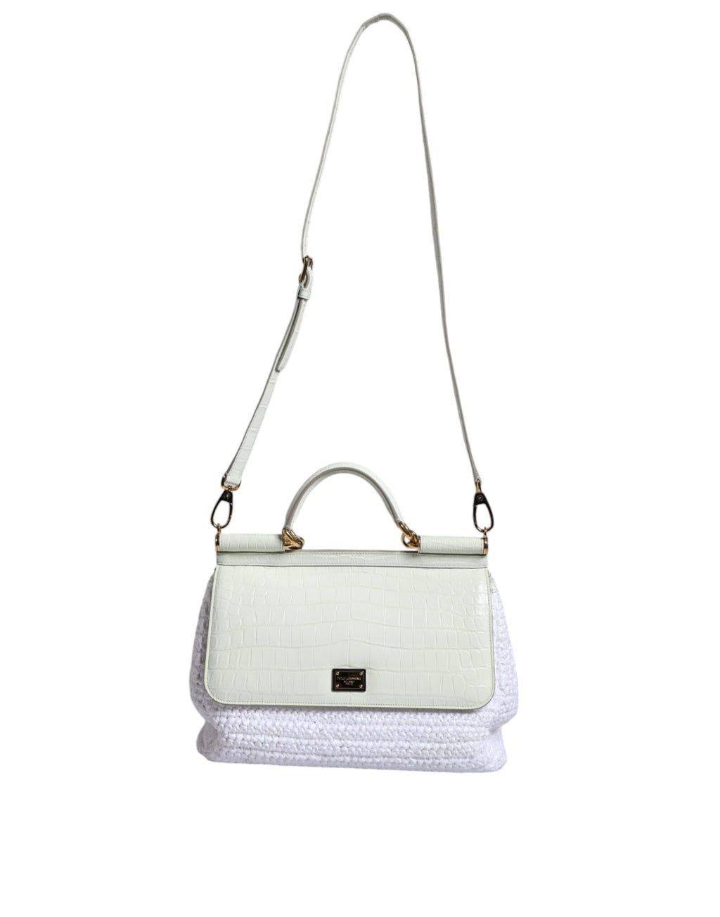 Sac bandoulière Dolce &amp; Gabbana SICILY en cuir raphia blanc