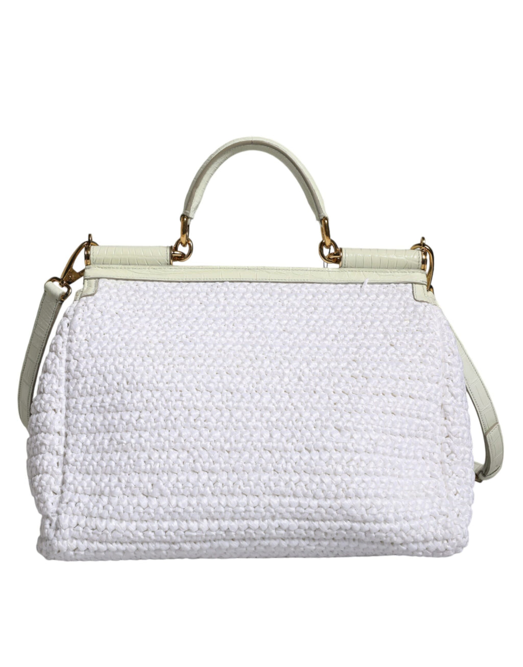 Sac bandoulière Dolce &amp; Gabbana SICILY en cuir raphia blanc
