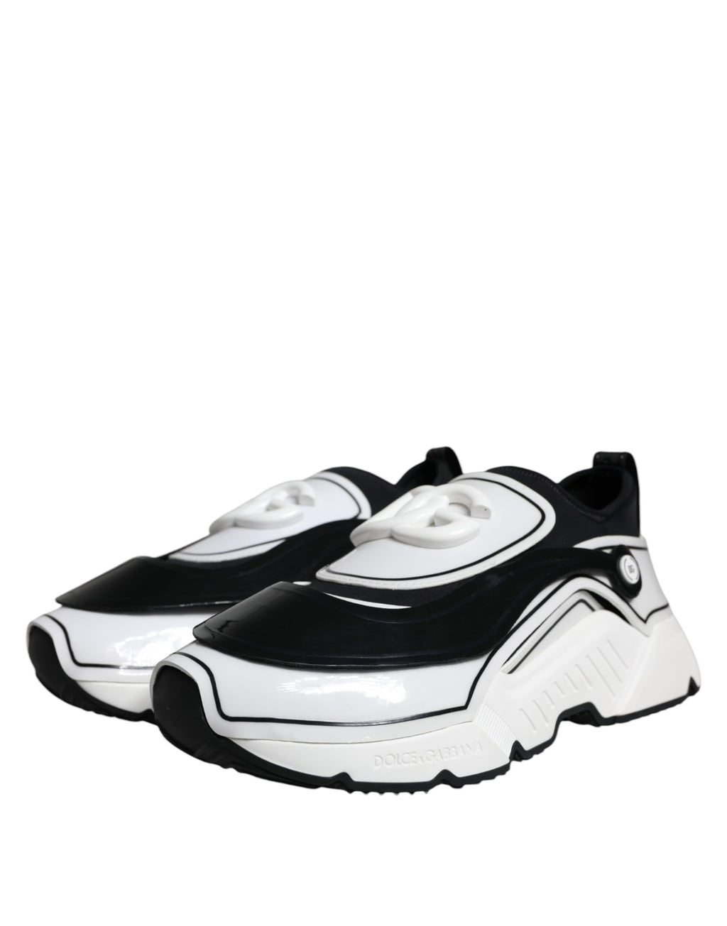 Dolce &amp; Gabbana – Daymaster – Sneaker mit Logo-Schild in Weiß und Schwarz