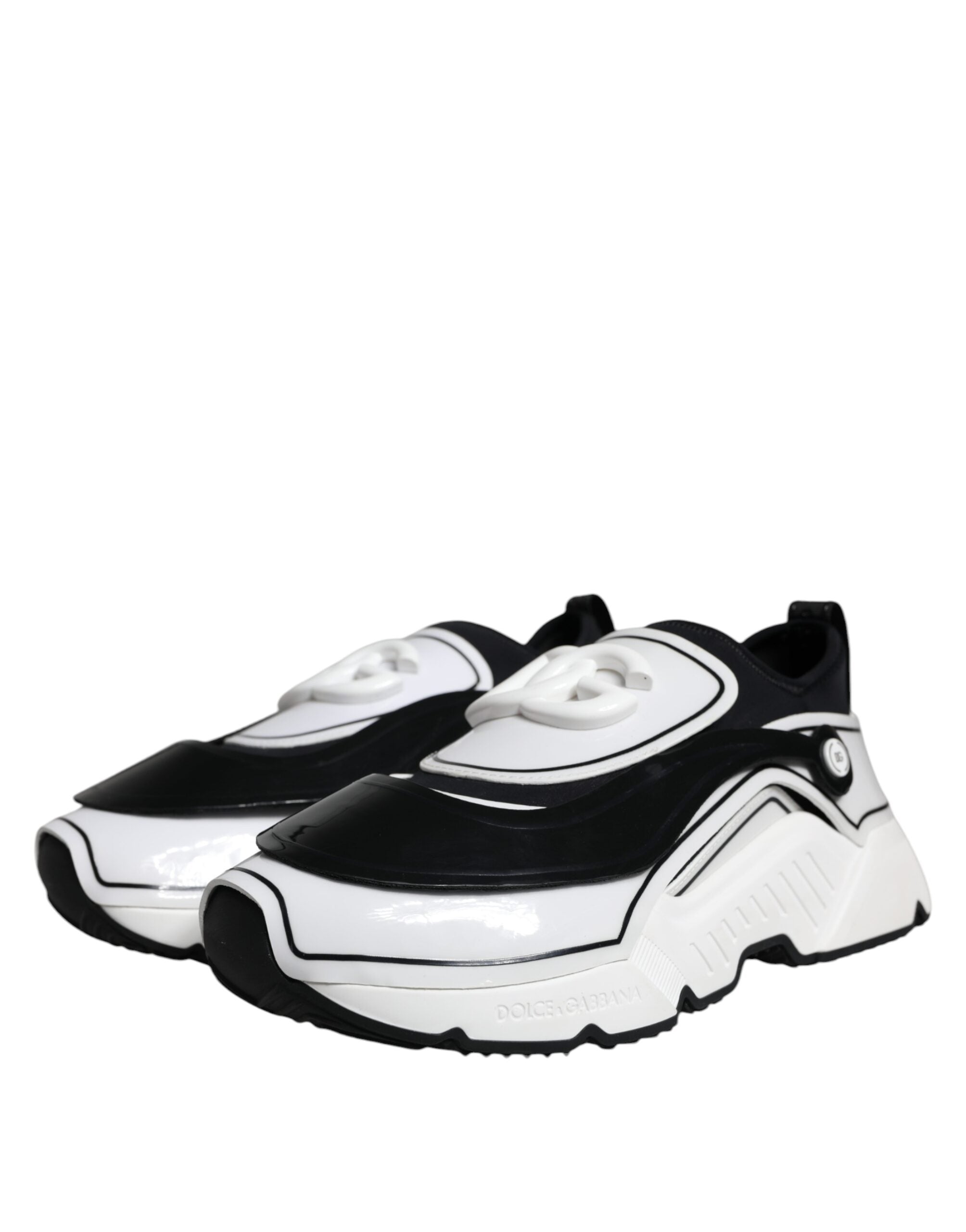 Dolce &amp; Gabbana – Daymaster – Sneaker mit Logo-Schild in Weiß und Schwarz