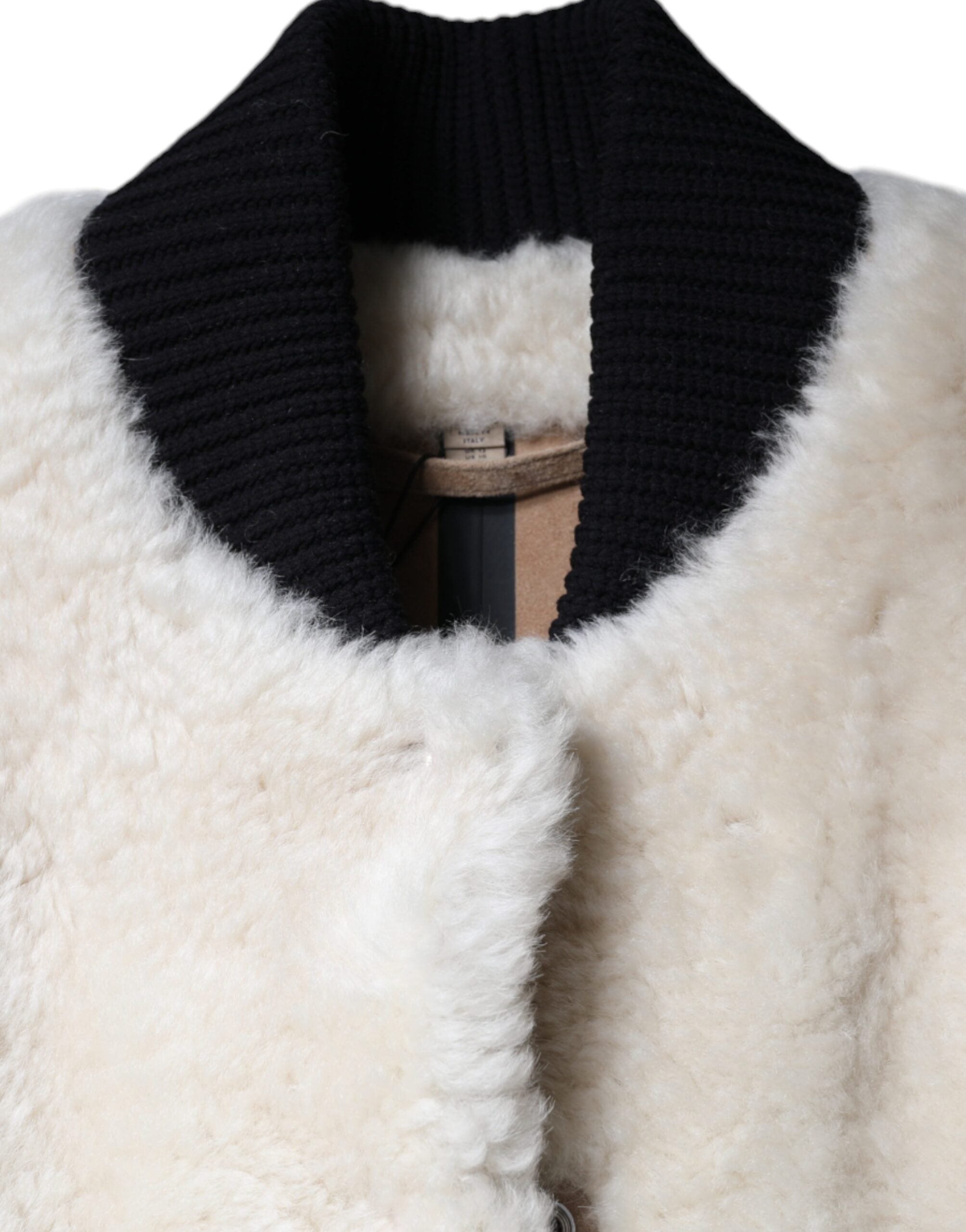 Burberry Weiße WARRENFORD Shearling-Lederweste, Mantel, Jacke