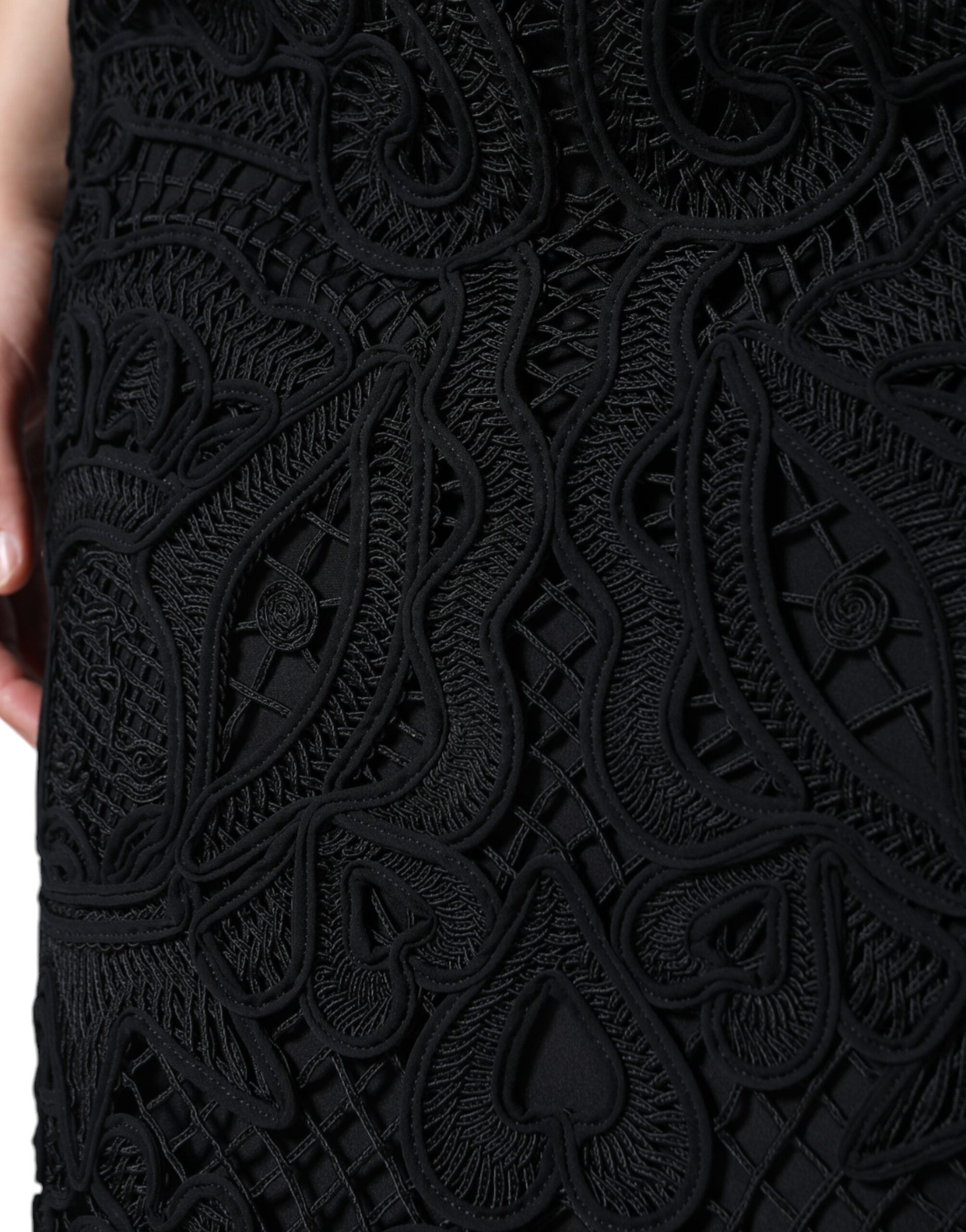 Jupe crayon taille haute en dentelle florale noire Dolce &amp; Gabbana