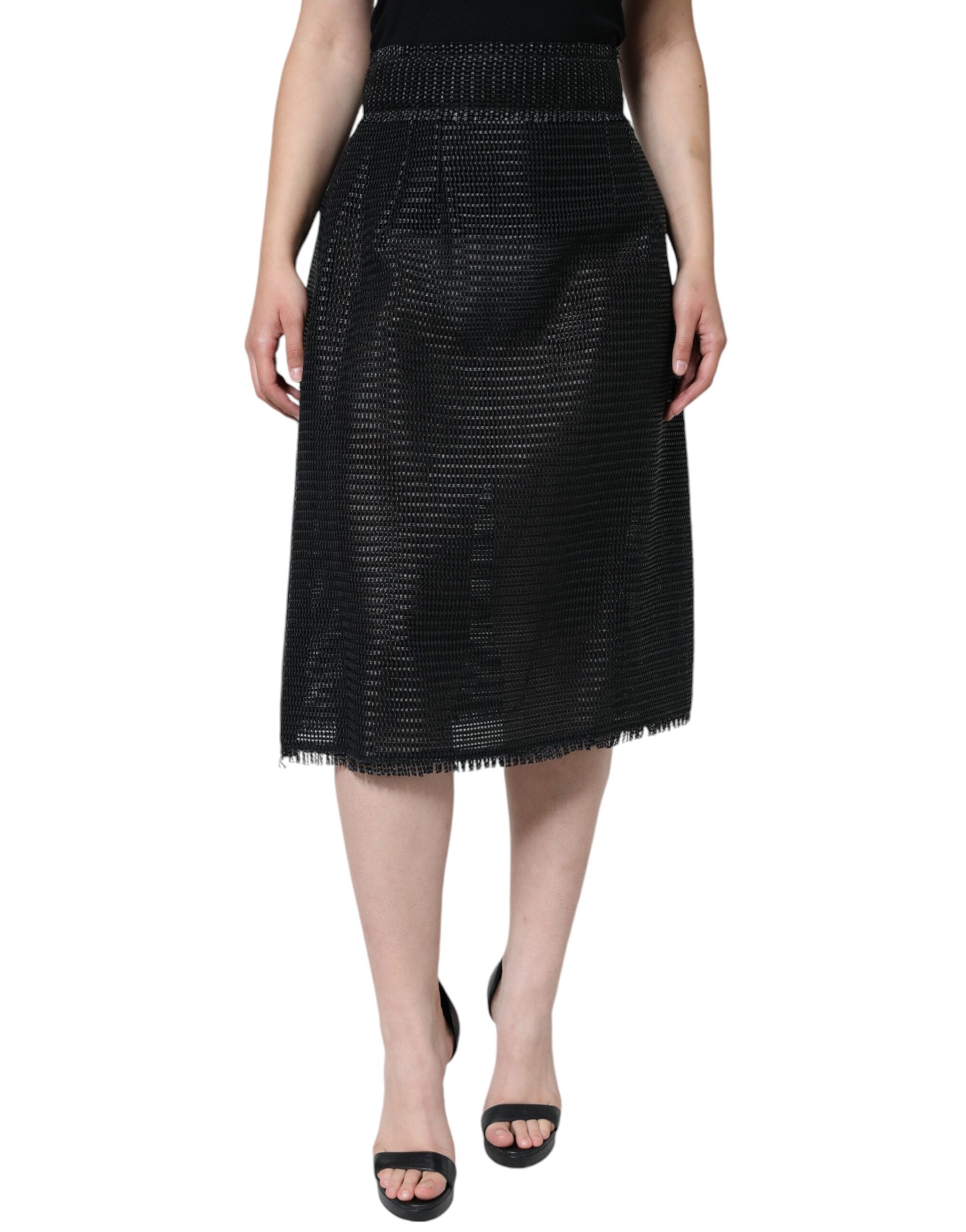 Jupe crayon taille haute en viscose noire Dolce &amp; Gabbana