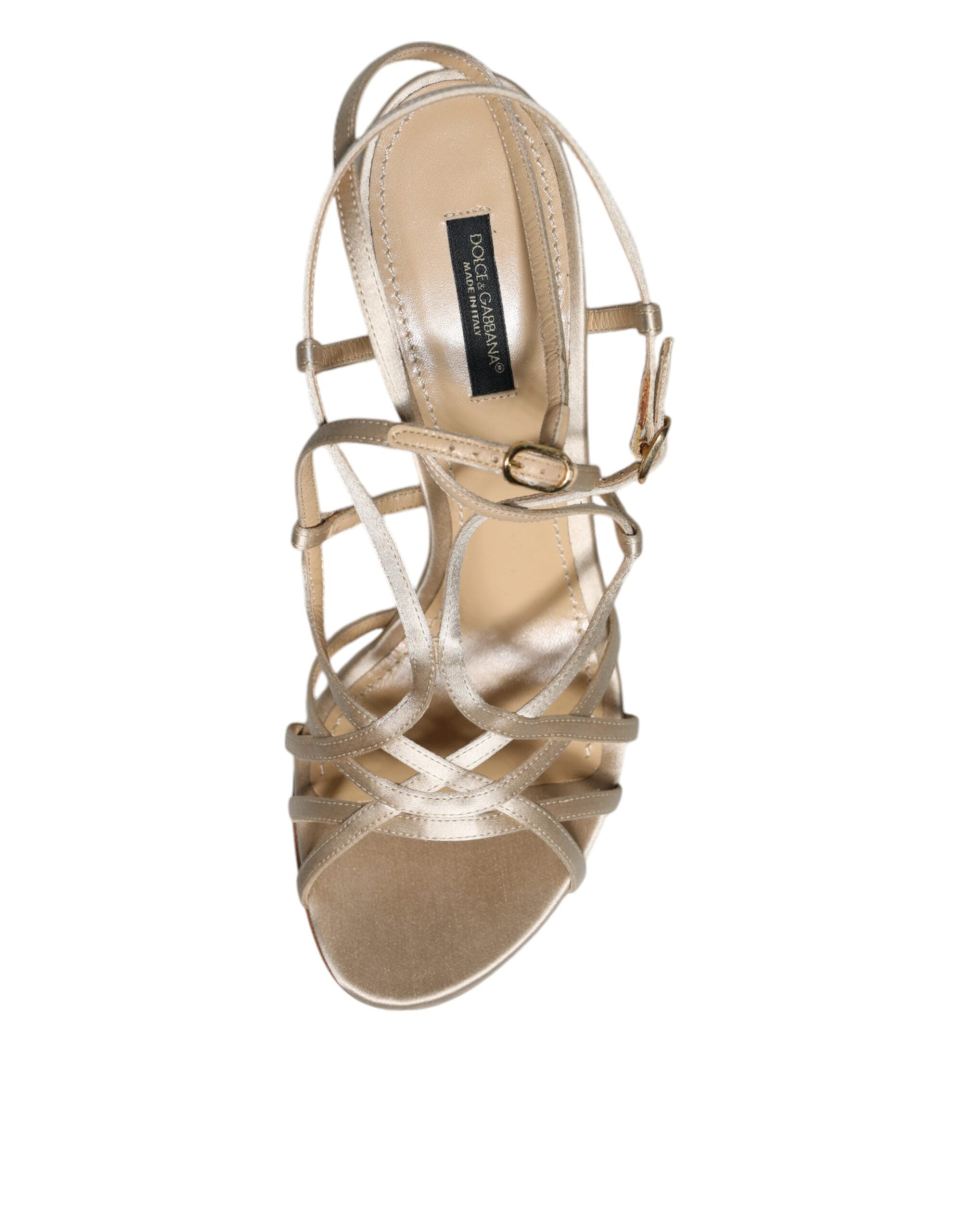 Sandales à talons aiguilles en cuir beige Dolce &amp; Gabbana