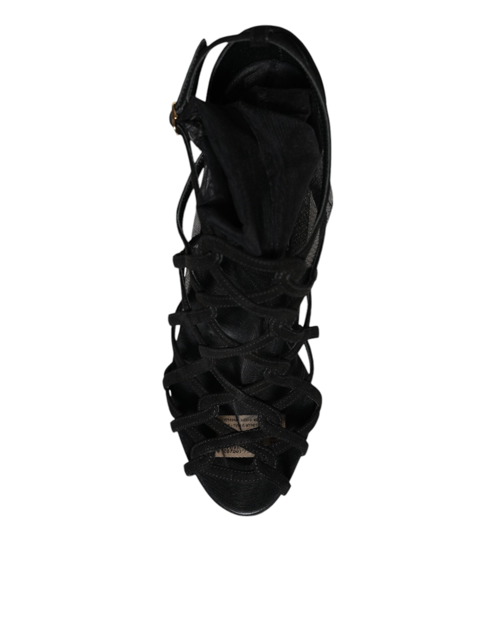 Sandales à talons extensibles en tulle noir Dolce &amp; Gabbana