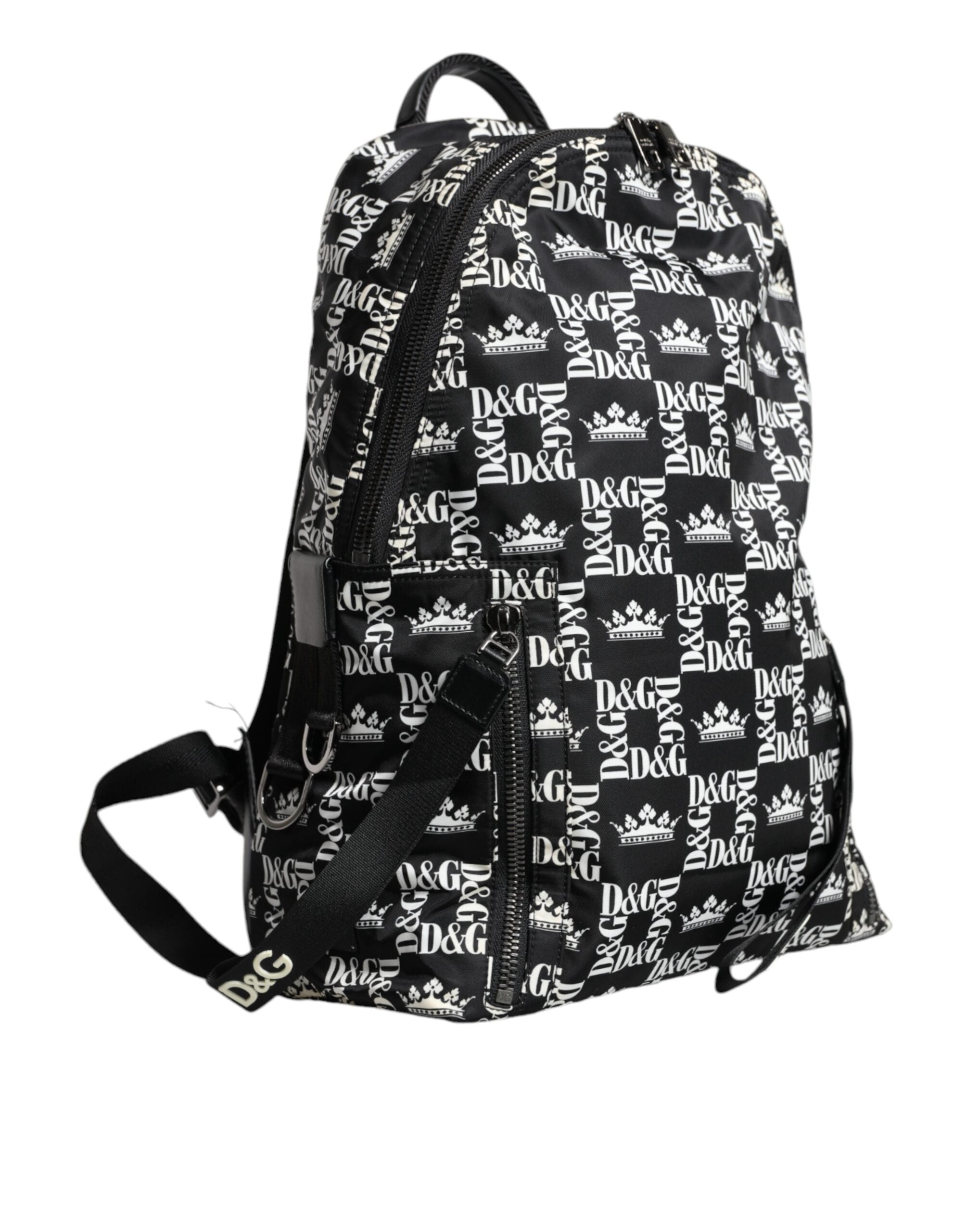 Sac à dos Dolce &amp; Gabbana en nylon noir et blanc avec logo DG Crown