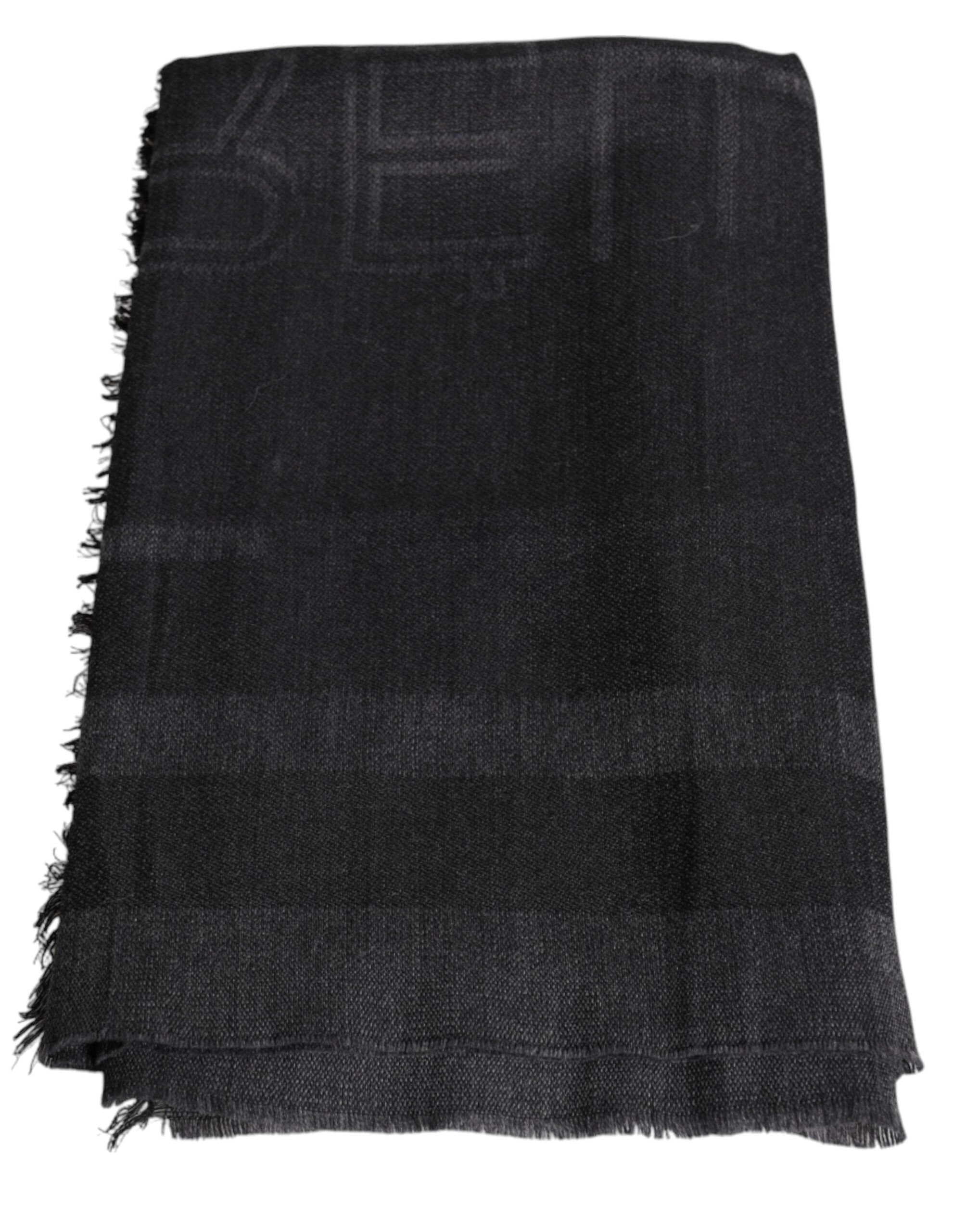 Foulard à motifs en laine et viscose gris foncé GF Ferre