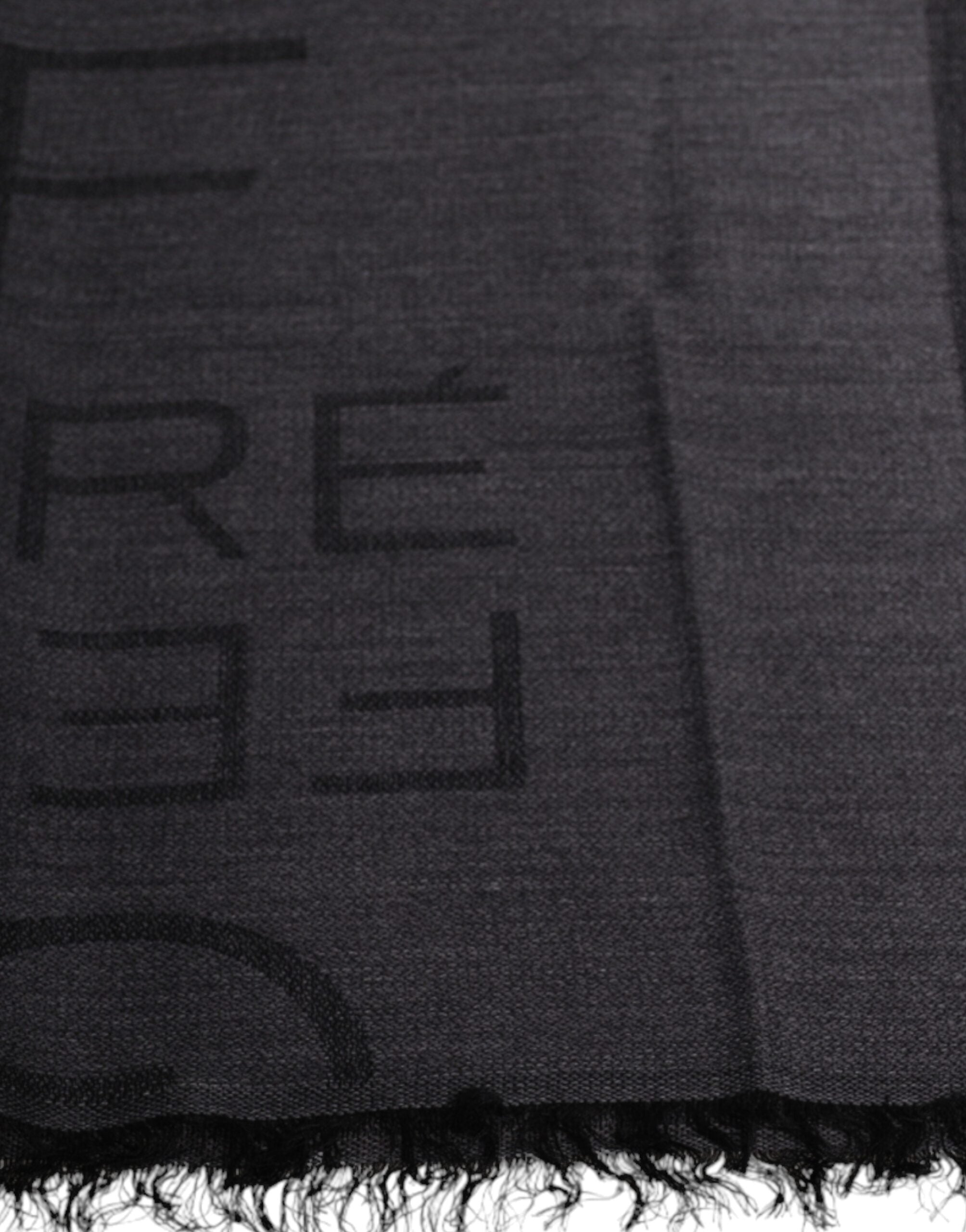 Foulard à motifs en laine et viscose gris foncé GF Ferre