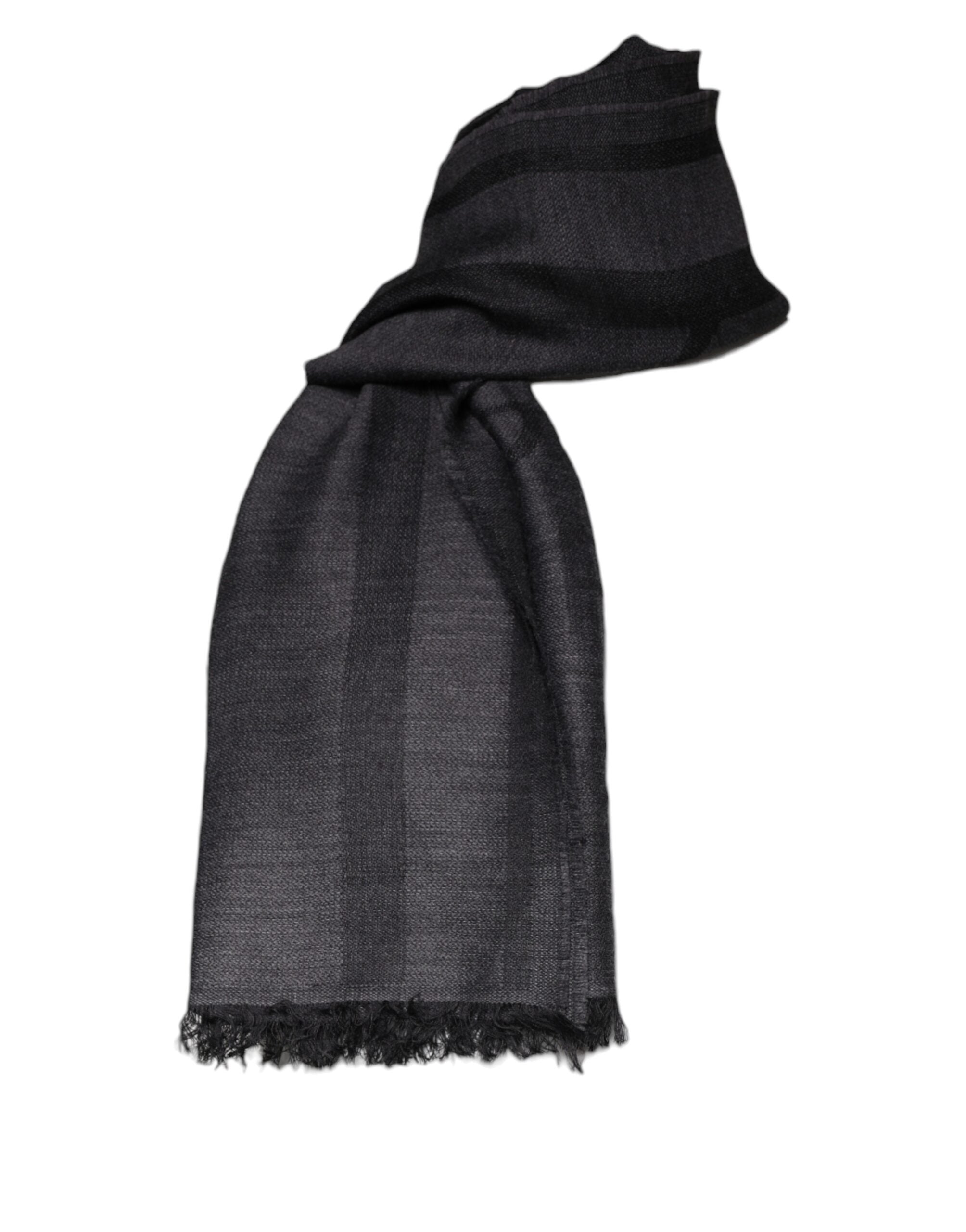 Foulard à motifs en laine et viscose gris foncé GF Ferre