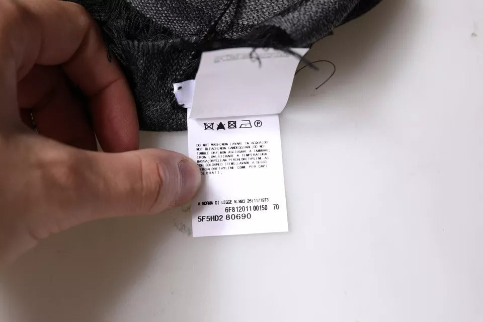 Foulard à motifs en laine et viscose gris foncé GF Ferre