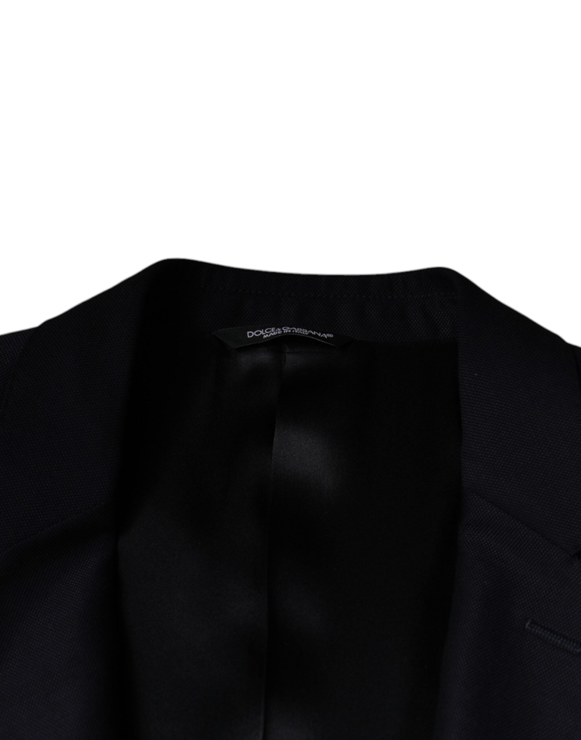 Blazer-manteau simple boutonnage en laine bleu foncé Dolce &amp; Gabbana