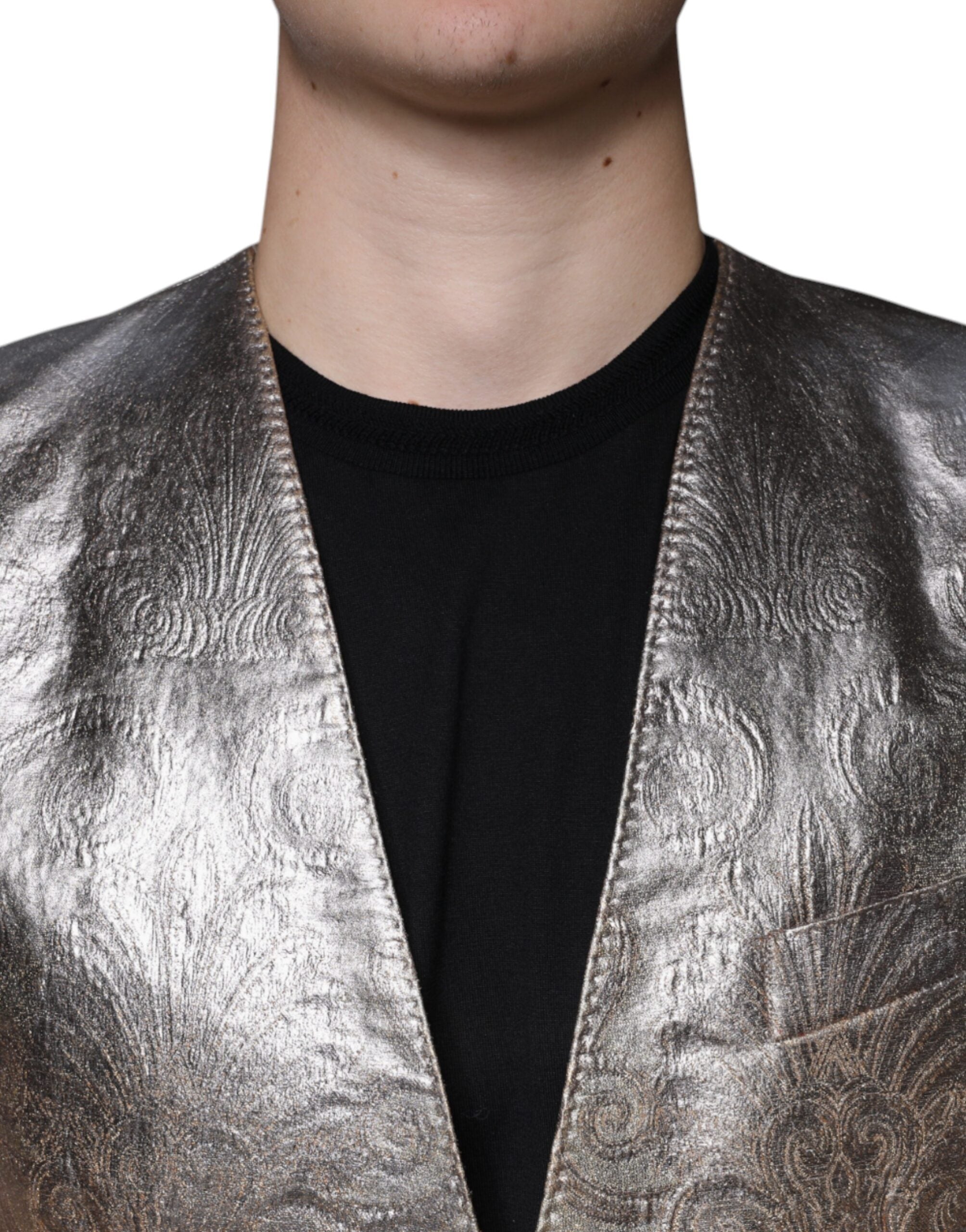 Blazer simple boutonnage en jacquard doré Dolce &amp; Gabbana