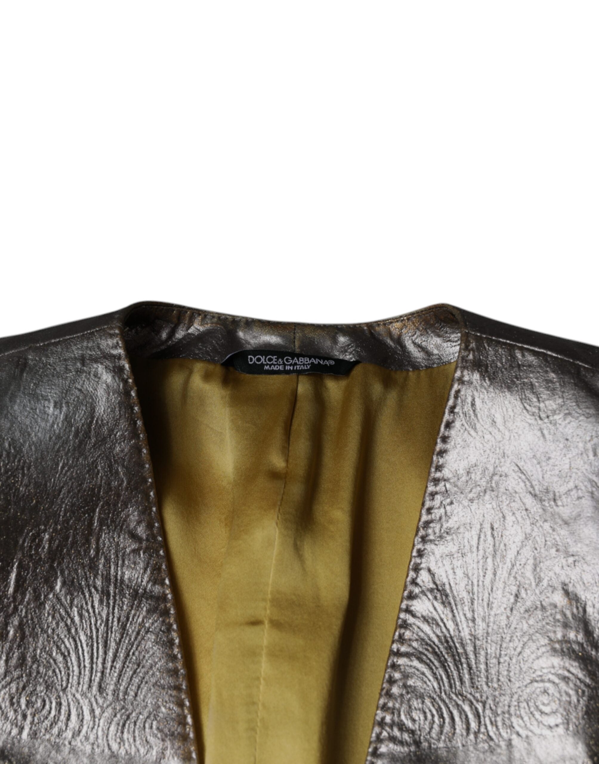 Blazer simple boutonnage en jacquard doré Dolce &amp; Gabbana