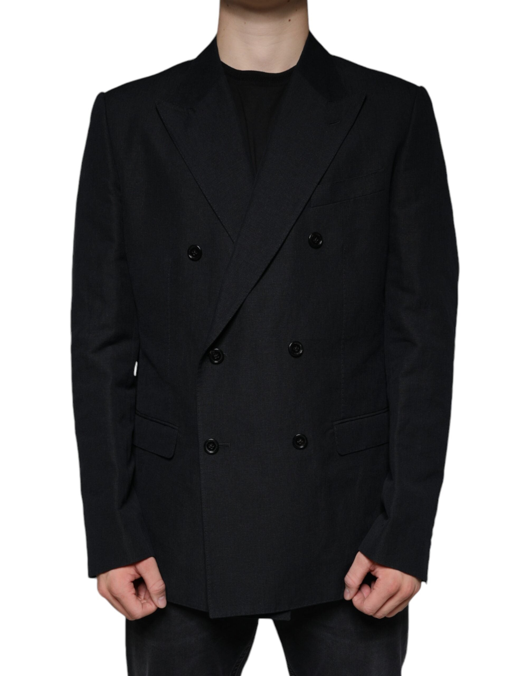 Blazer croisé en lin noir Dolce &amp; Gabbana