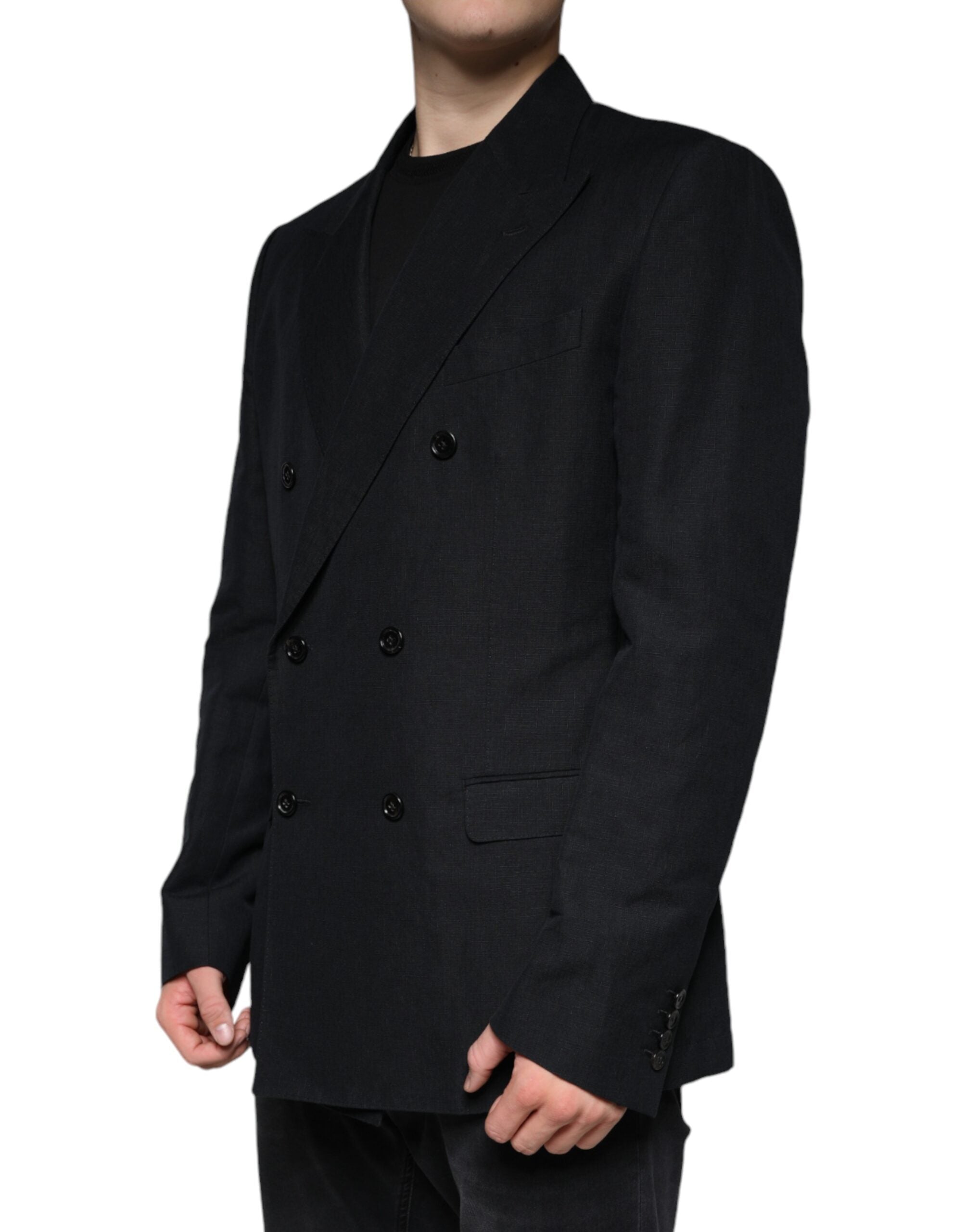 Blazer croisé en lin noir Dolce &amp; Gabbana