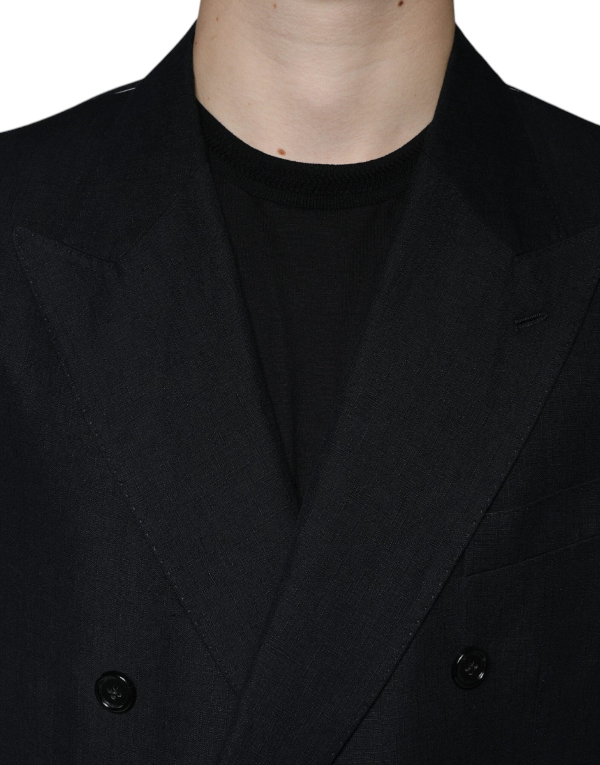 Blazer croisé en lin noir Dolce &amp; Gabbana