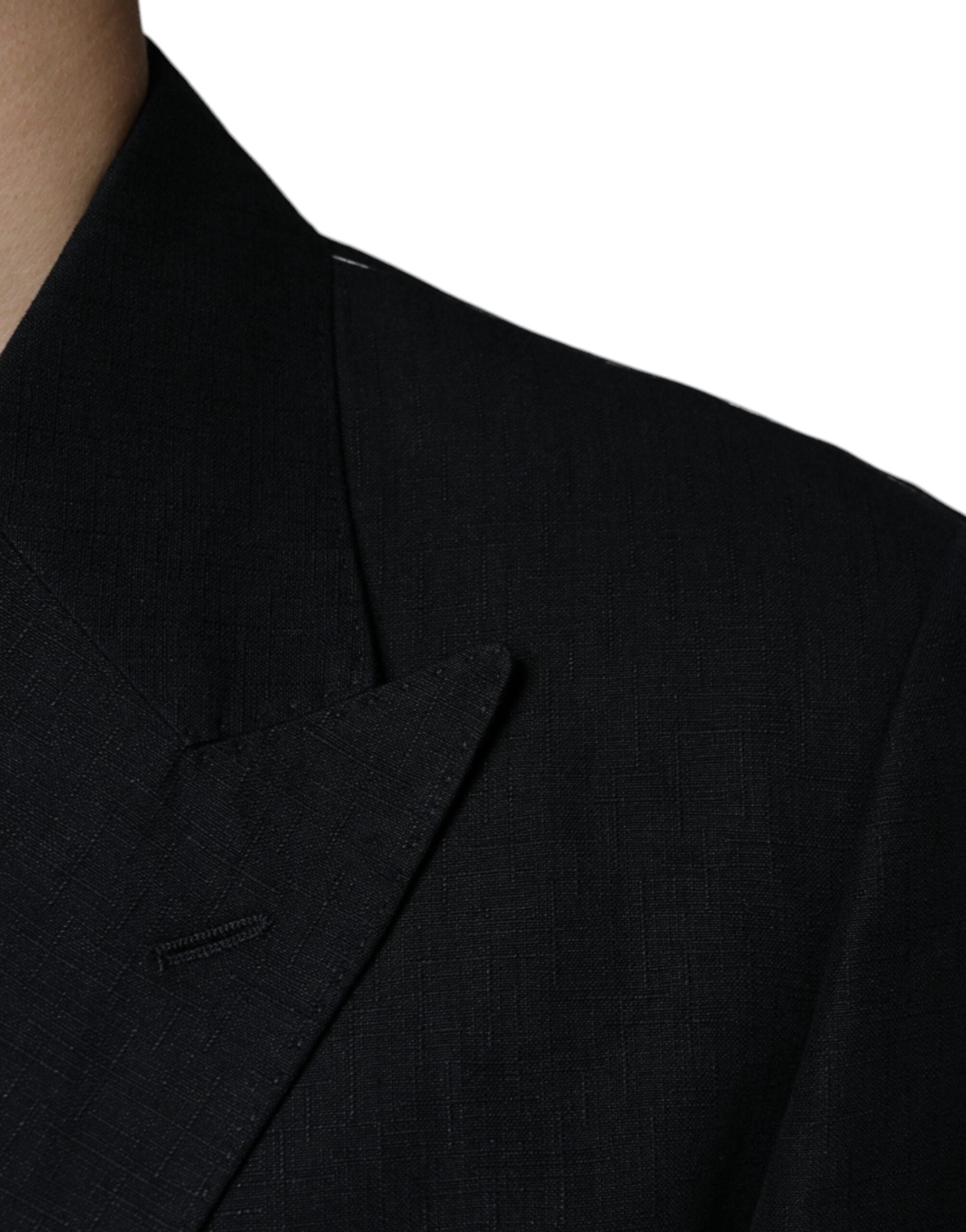 Blazer croisé en lin noir Dolce &amp; Gabbana