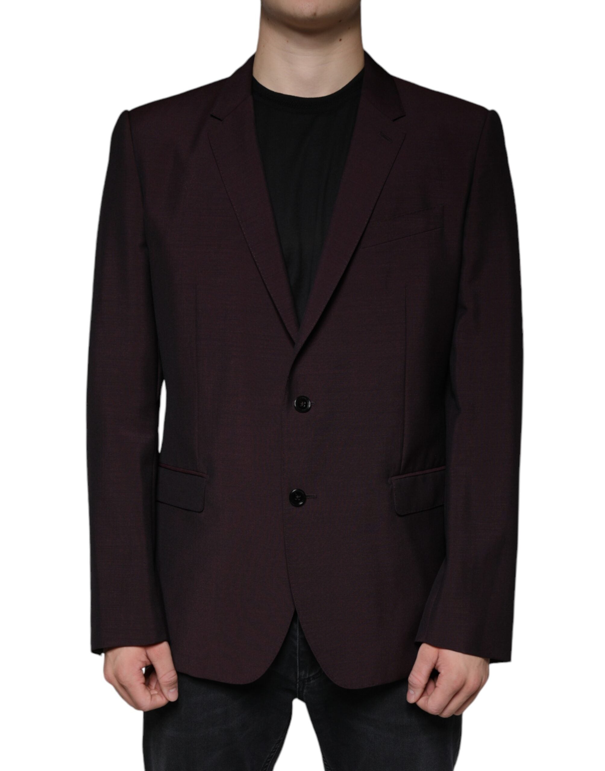 Blazer simple boutonnage en laine bordeaux Dolce &amp; Gabbana