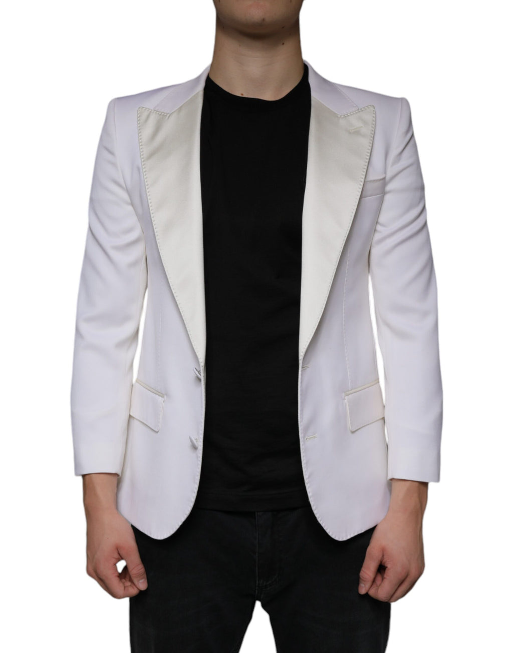 Blazer simple boutonnage en laine blanc cassé Dolce &amp; Gabbana