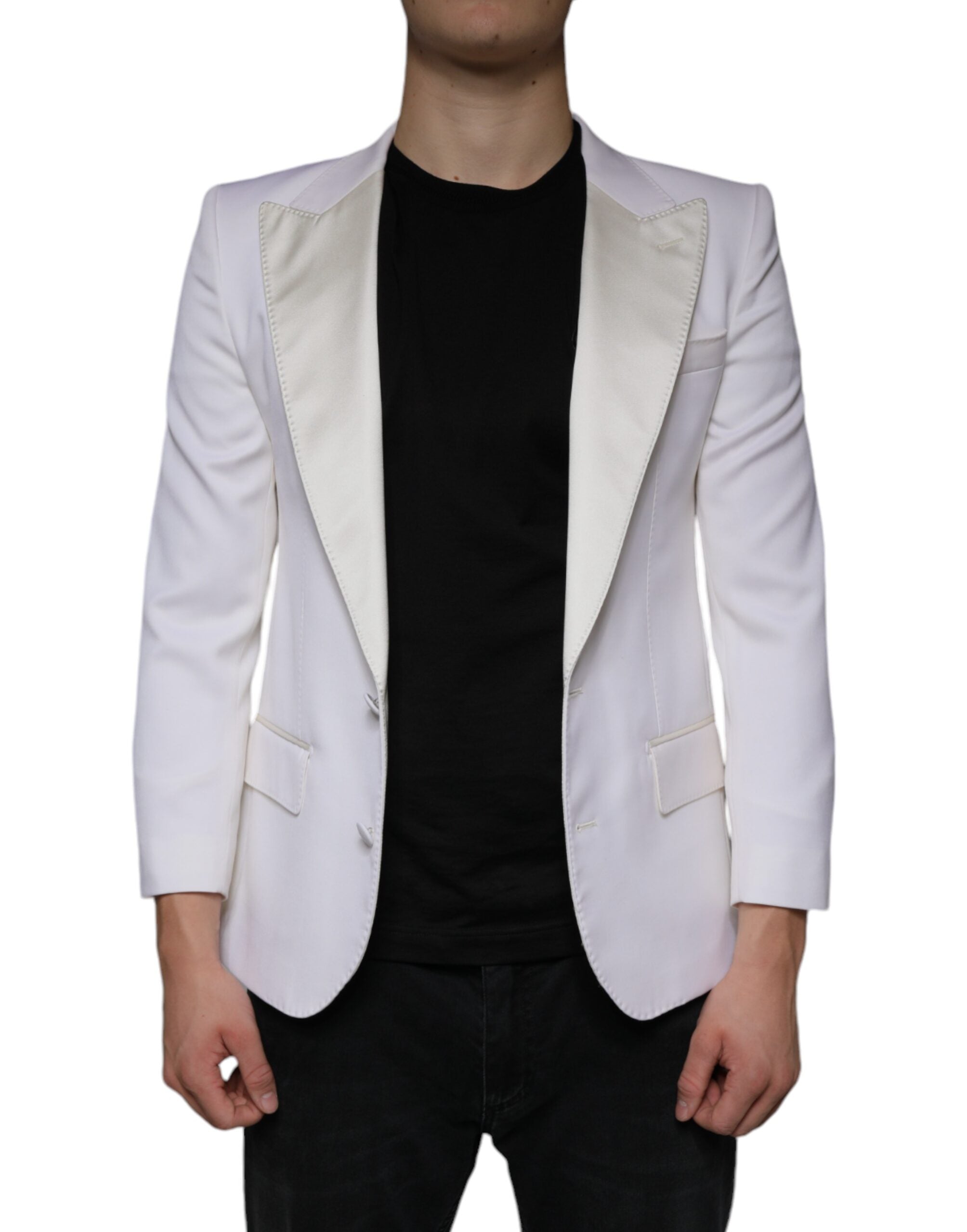 Blazer simple boutonnage en laine blanc cassé Dolce &amp; Gabbana