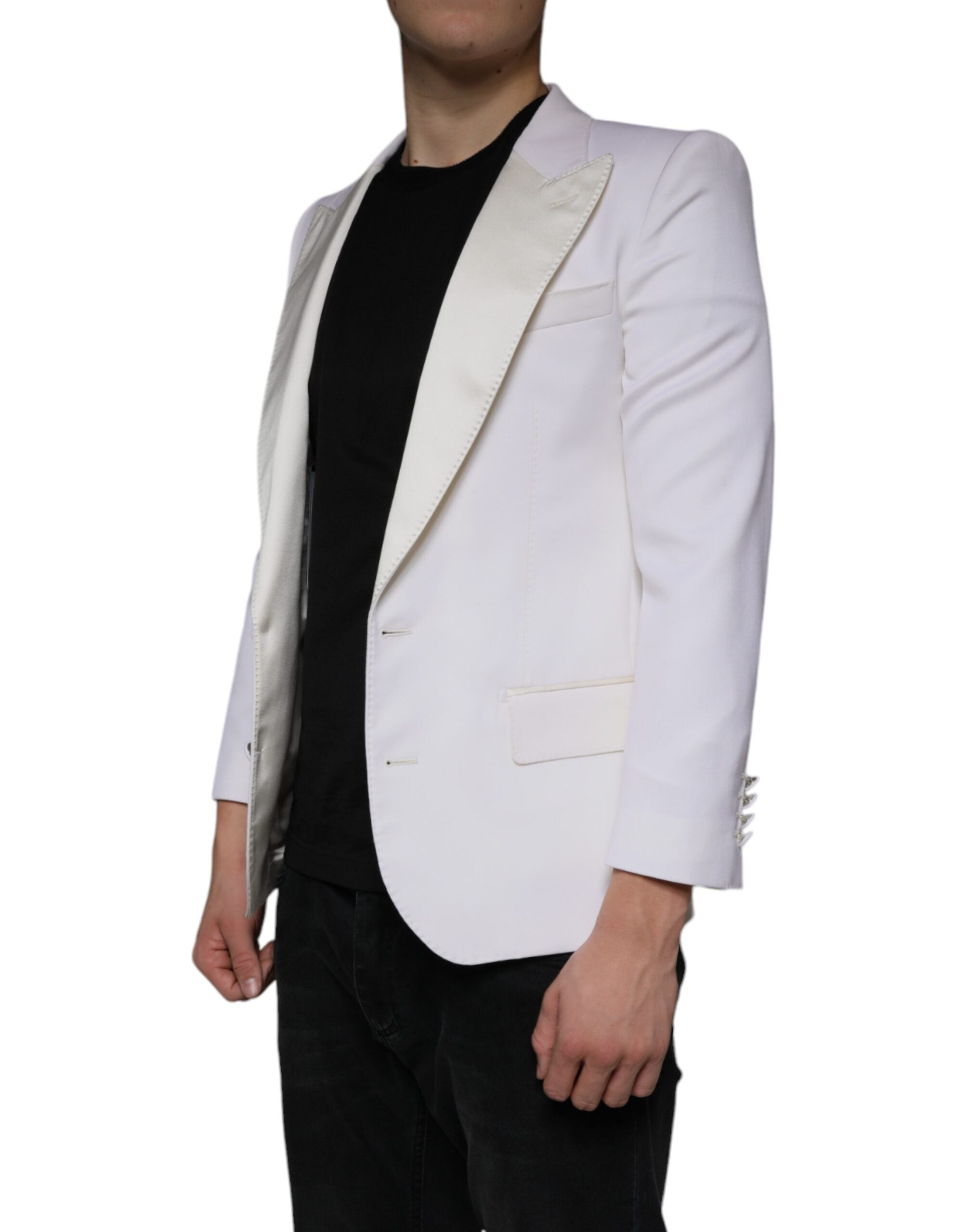 Blazer simple boutonnage en laine blanc cassé Dolce &amp; Gabbana