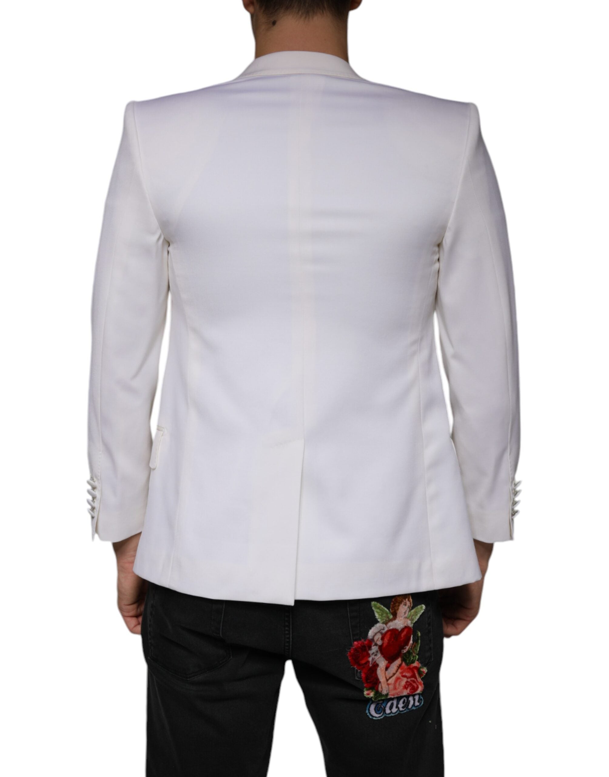 Blazer simple boutonnage en laine blanc cassé Dolce &amp; Gabbana