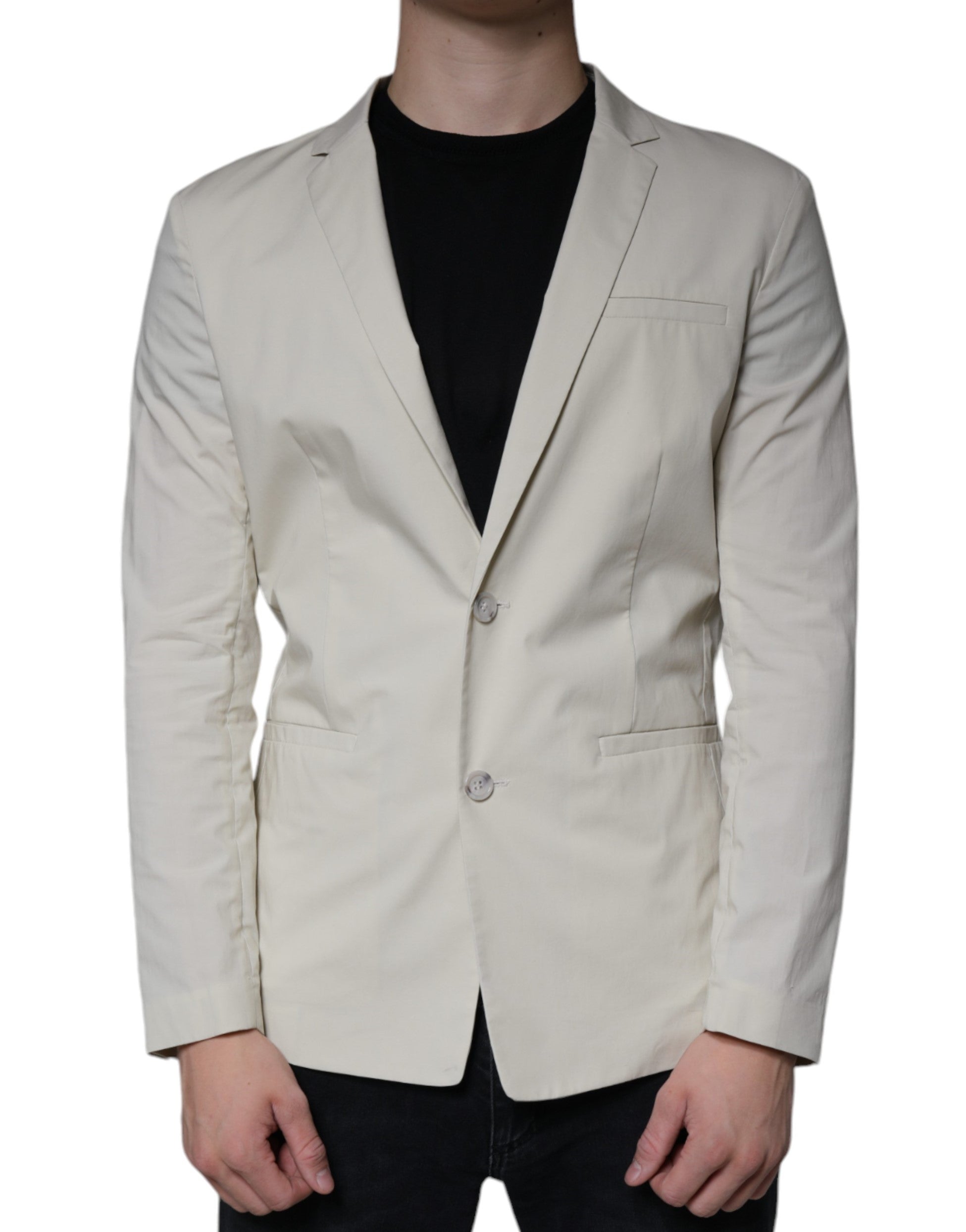 Blazer formel beige à simple boutonnage de Paolo Pecora Milano
