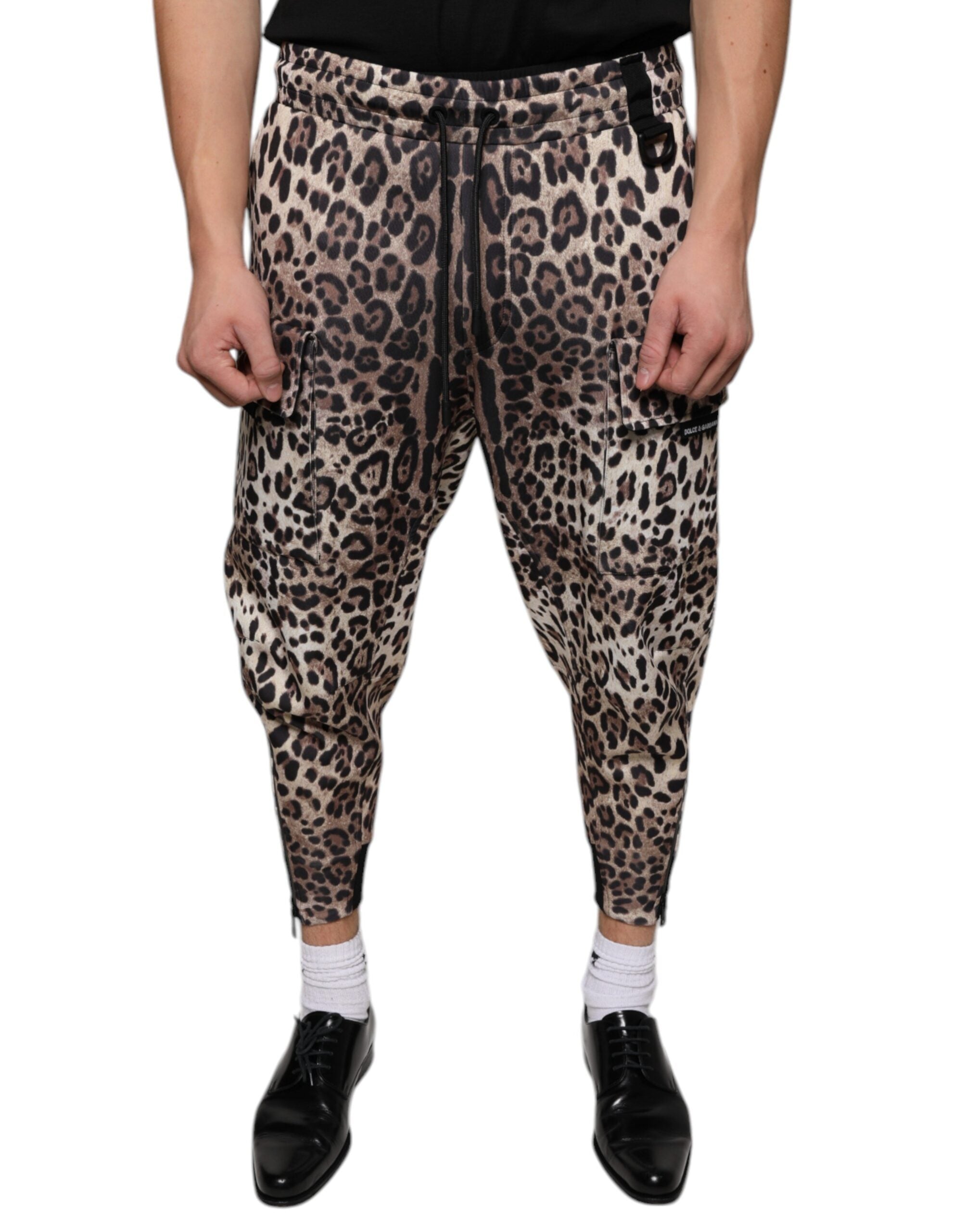 Pantalon de jogging en polyester léopard marron Dolce &amp; Gabbana