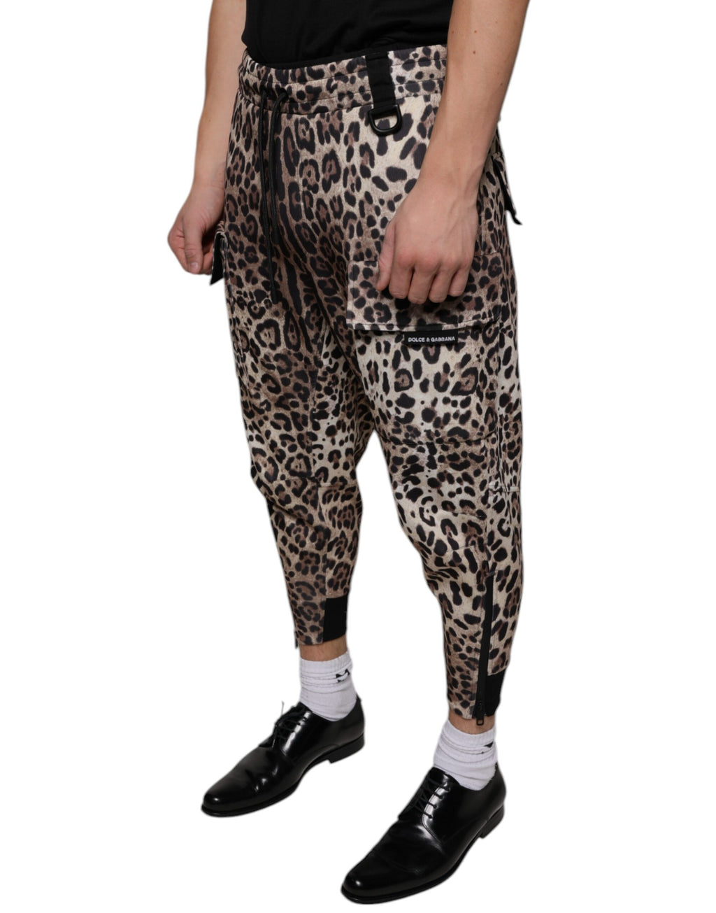 Pantalon de jogging en polyester léopard marron Dolce &amp; Gabbana