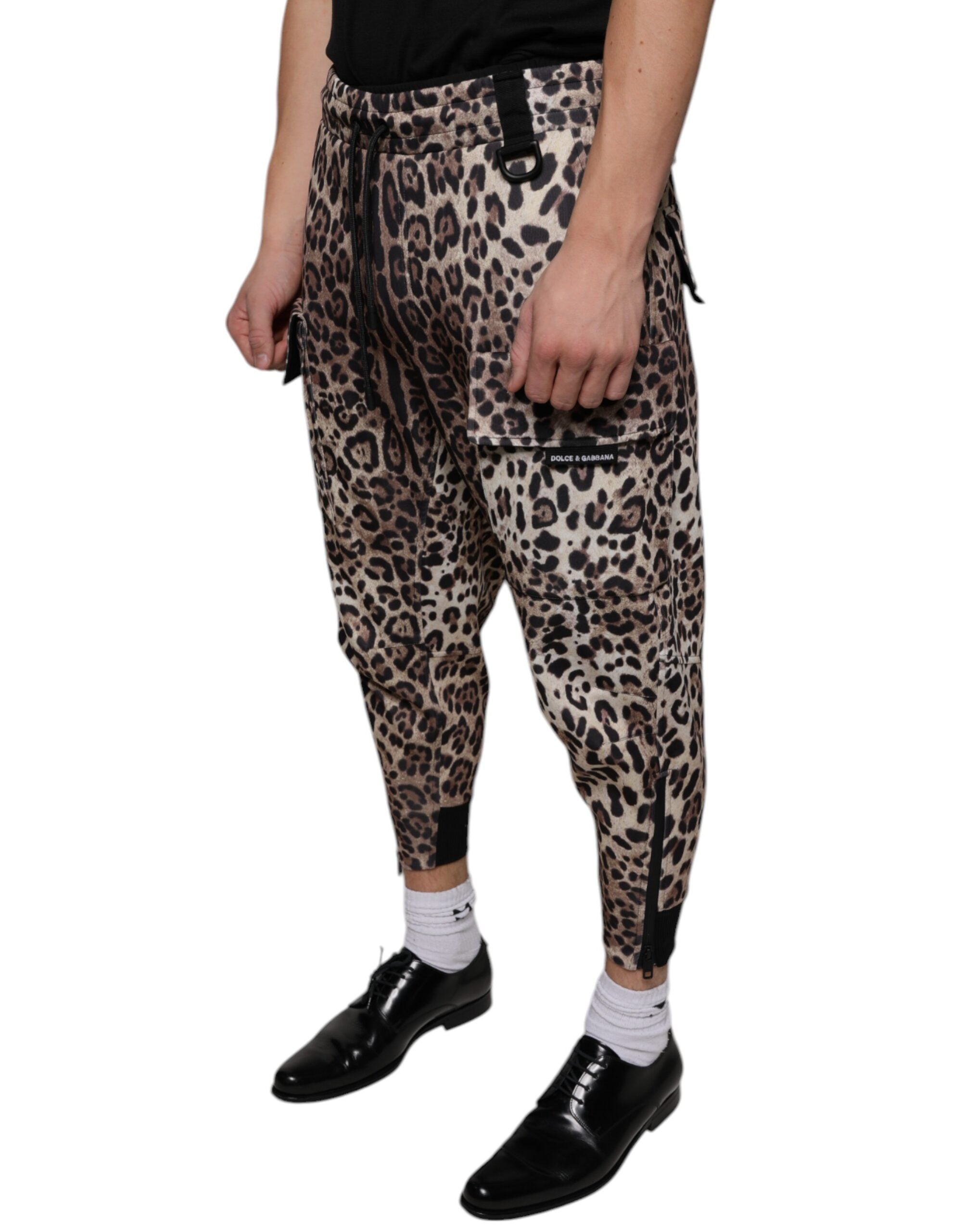 Pantalon de jogging en polyester léopard marron Dolce &amp; Gabbana