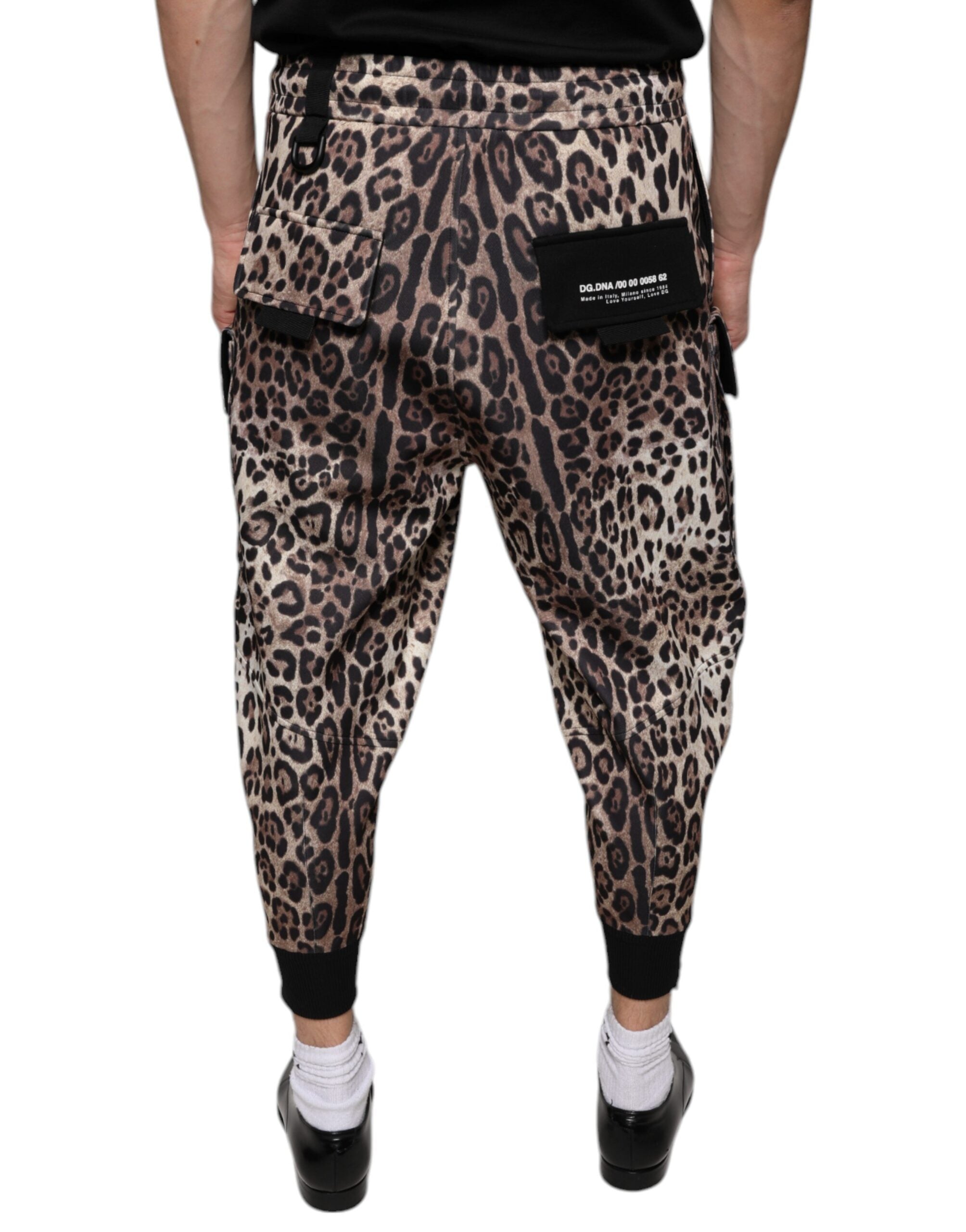 Pantalon de jogging en polyester léopard marron Dolce &amp; Gabbana