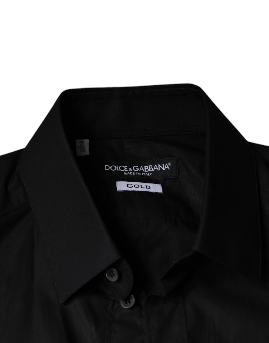 Dolce &amp; Gabbana Schwarzes Baumwoll-Stretch-Kleid GOLD Formelles Hemd