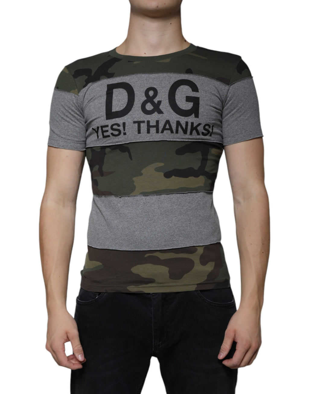 T-shirt ras du cou en coton camouflage multicolore Dolce &amp; Gabbana