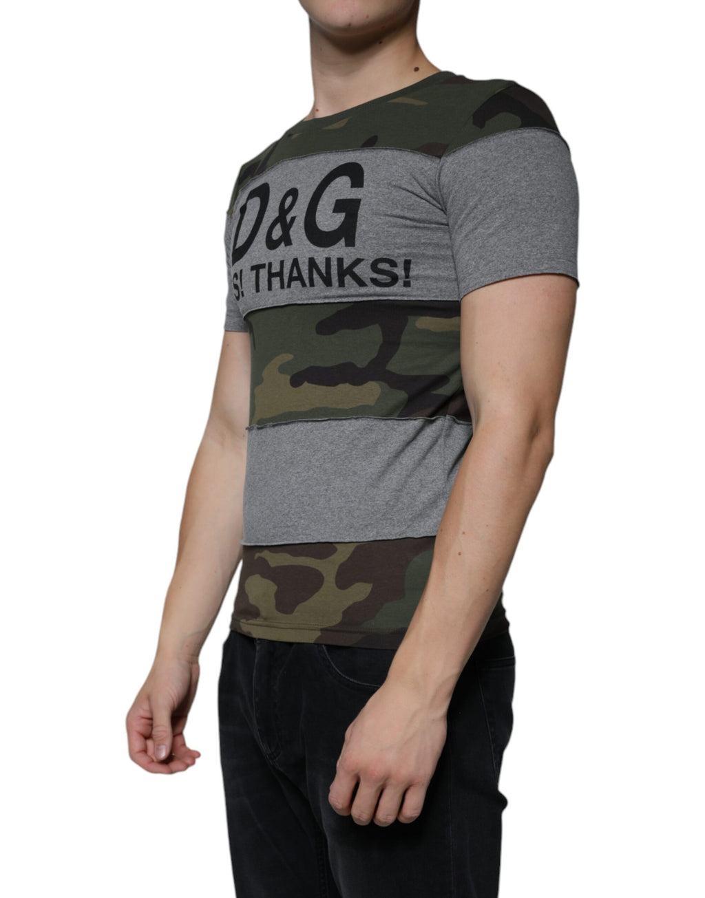 T-shirt ras du cou en coton camouflage multicolore Dolce &amp; Gabbana