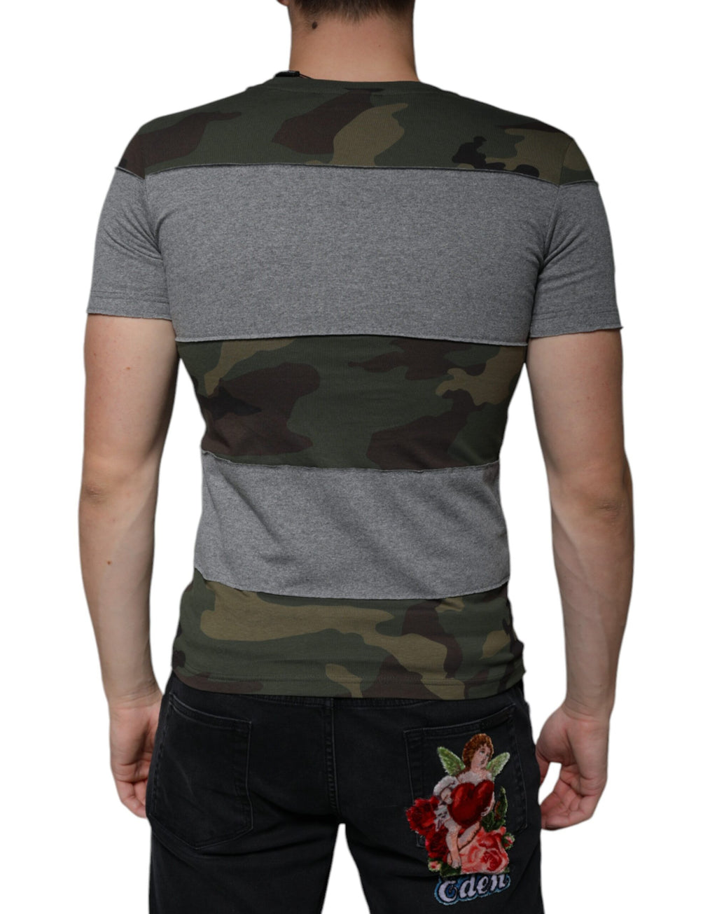 T-shirt ras du cou en coton camouflage multicolore Dolce &amp; Gabbana