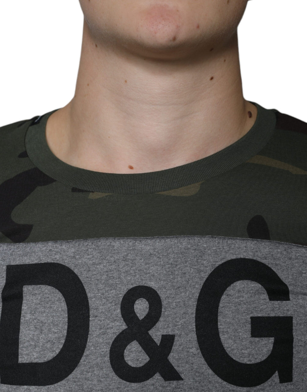 T-shirt ras du cou en coton camouflage multicolore Dolce &amp; Gabbana