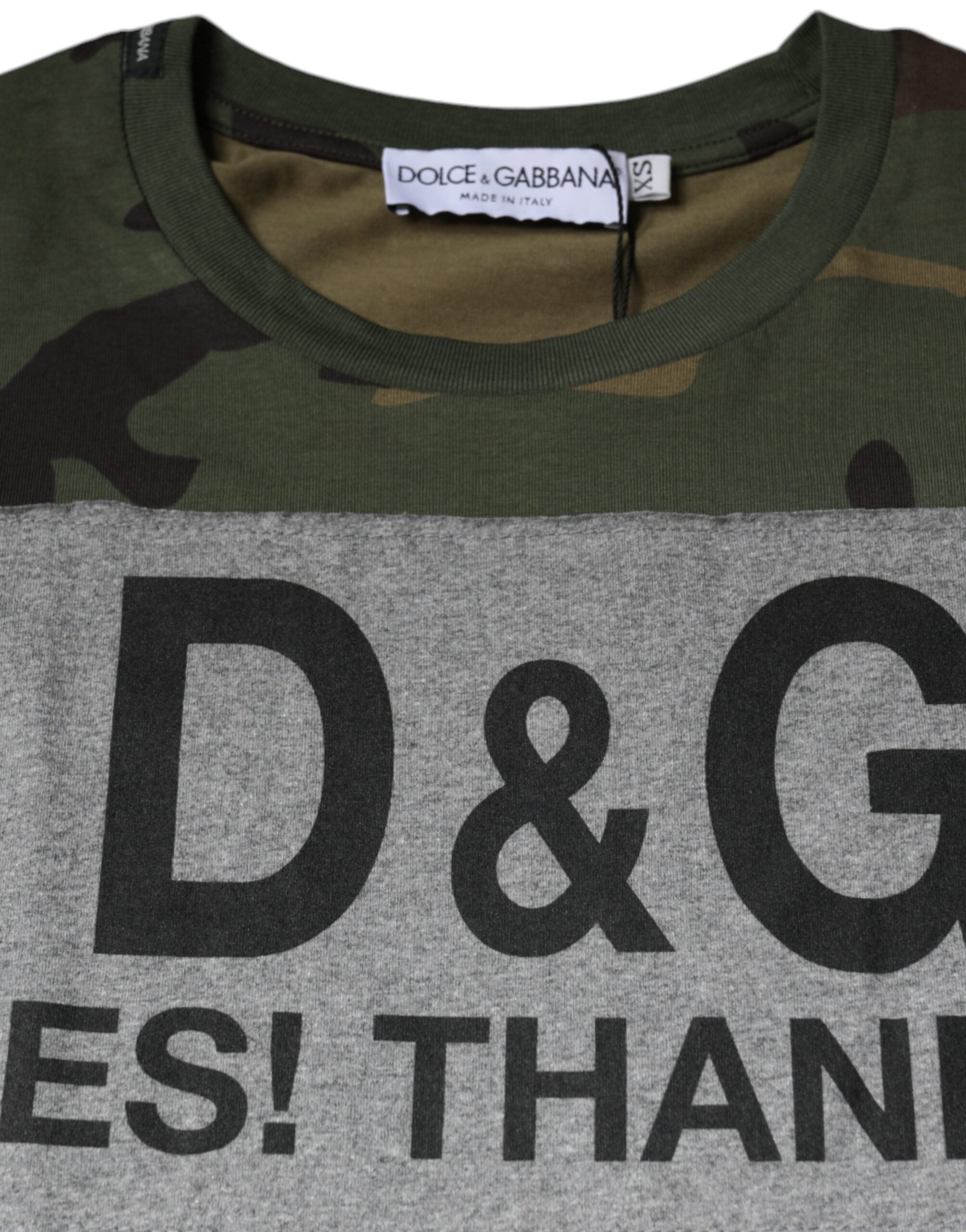T-shirt ras du cou en coton camouflage multicolore Dolce &amp; Gabbana