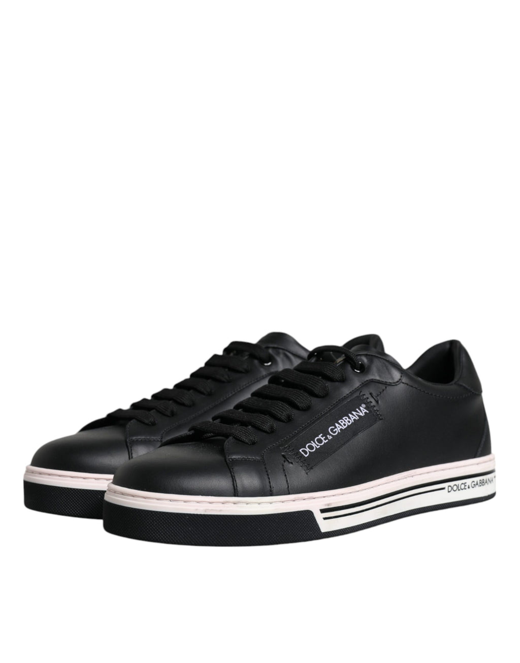 Dolce &amp; Gabbana Schwarze Leder Low Top Herren Sneakers Schuhe