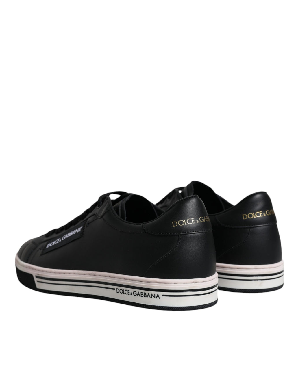Dolce &amp; Gabbana Schwarze Leder Low Top Herren Sneakers Schuhe