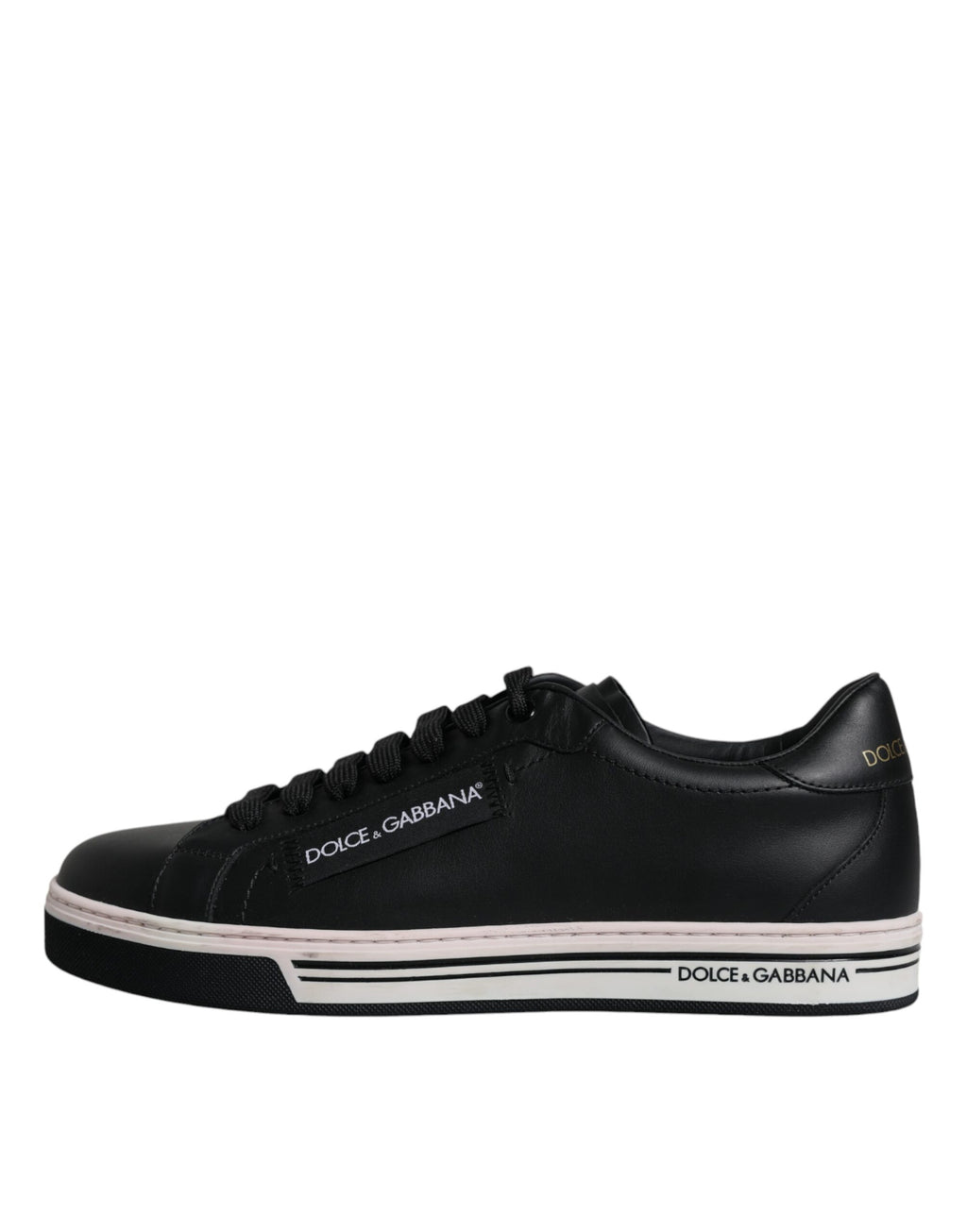 Dolce &amp; Gabbana Schwarze Leder Low Top Herren Sneakers Schuhe