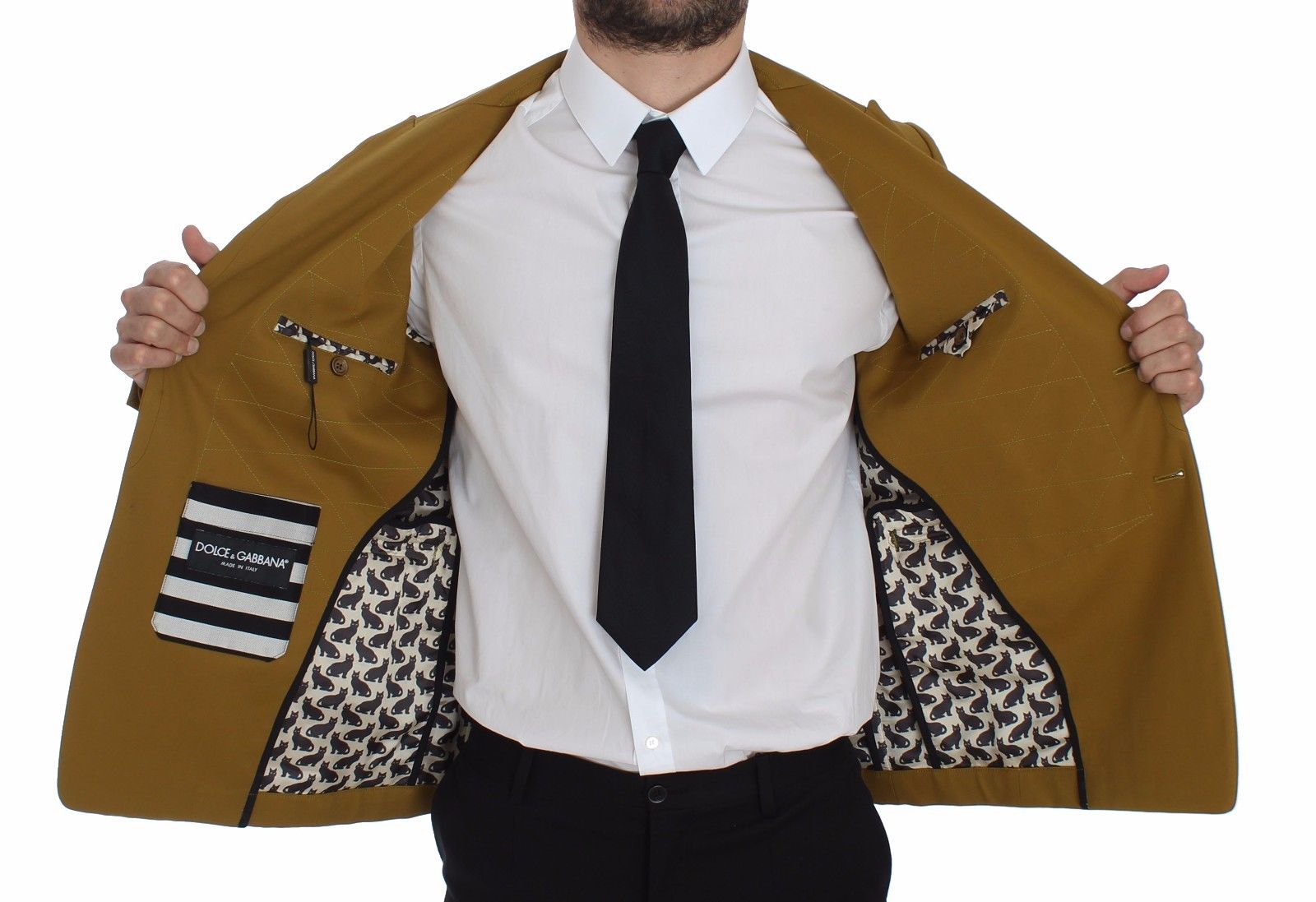 Blazer décontracté élégant en coton mélangé jaune Dolce &amp; Gabbana
