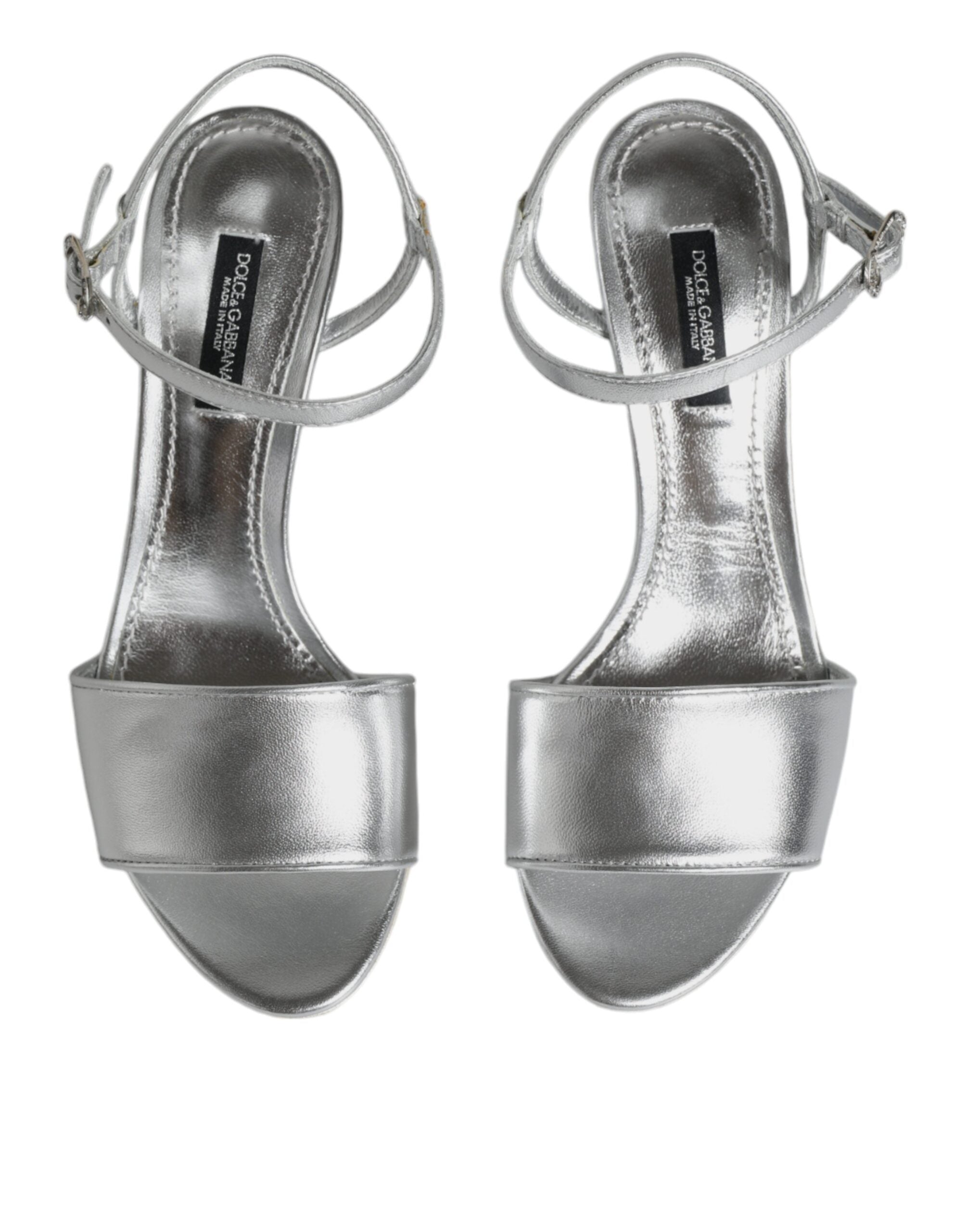 Sandales à talons et bride cheville Dolce &amp; Gabbana argentées KEIRA