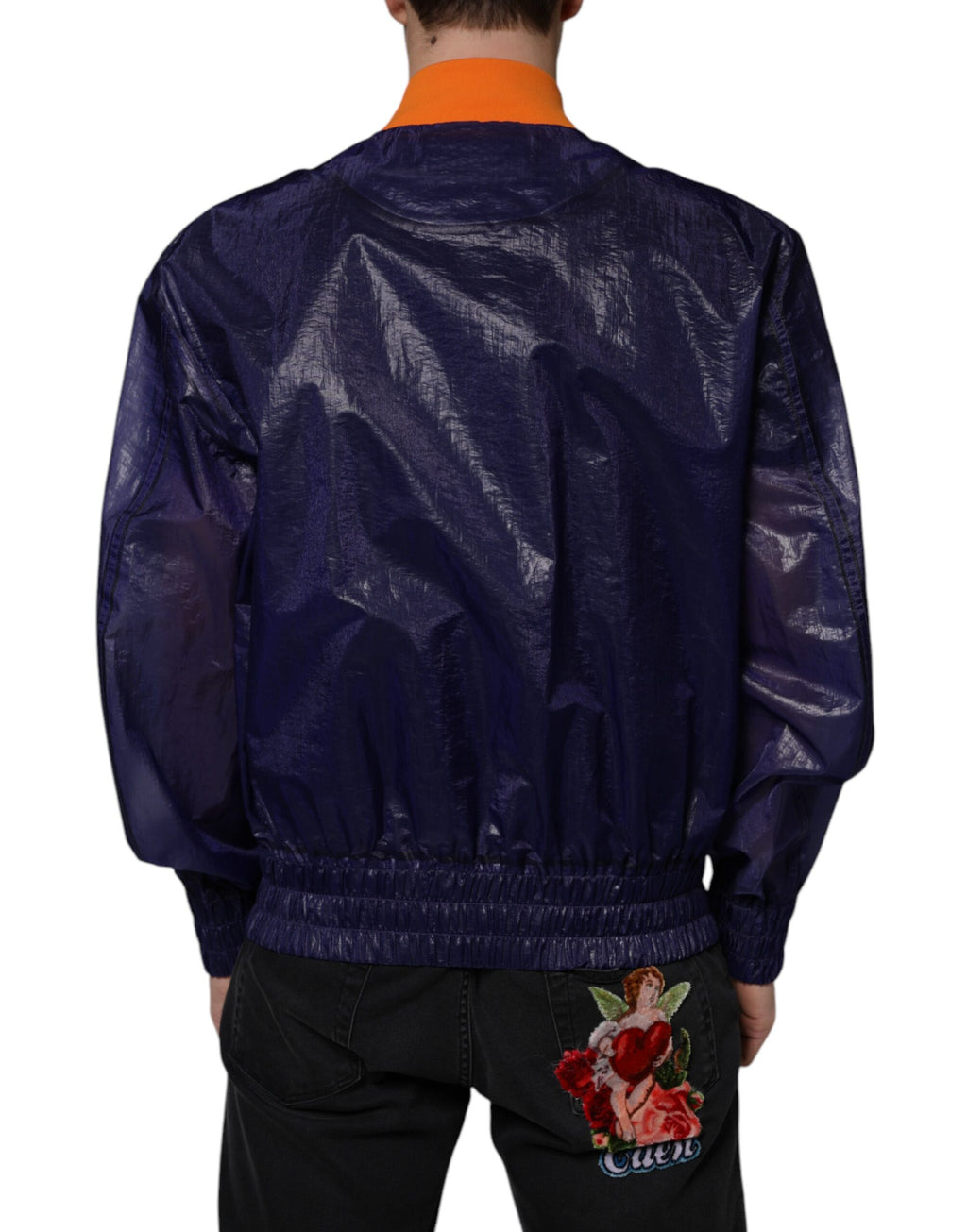 Veste bomber zippée en coton stretch bleu Dolce &amp; Gabbana