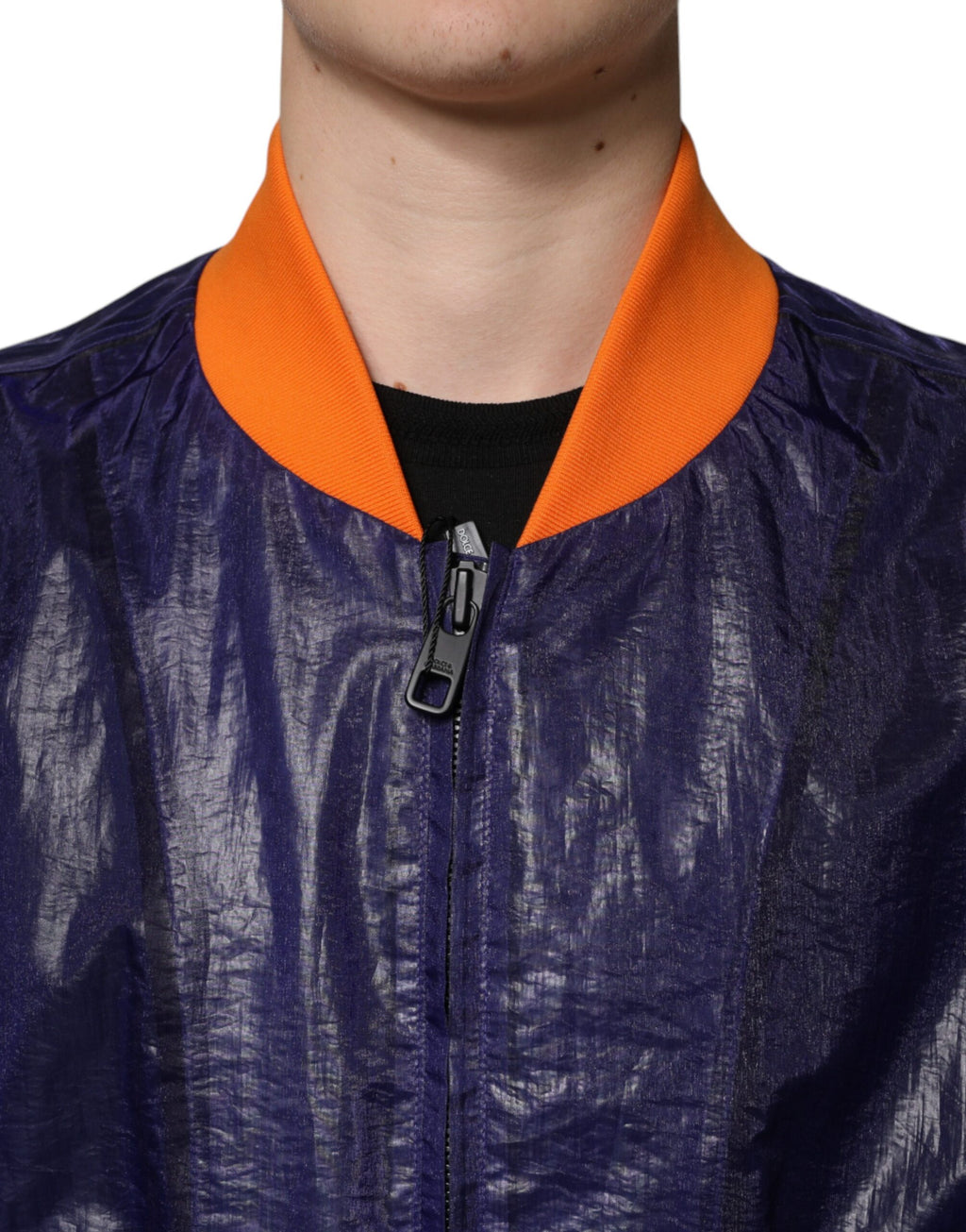 Veste bomber zippée en coton stretch bleu Dolce &amp; Gabbana