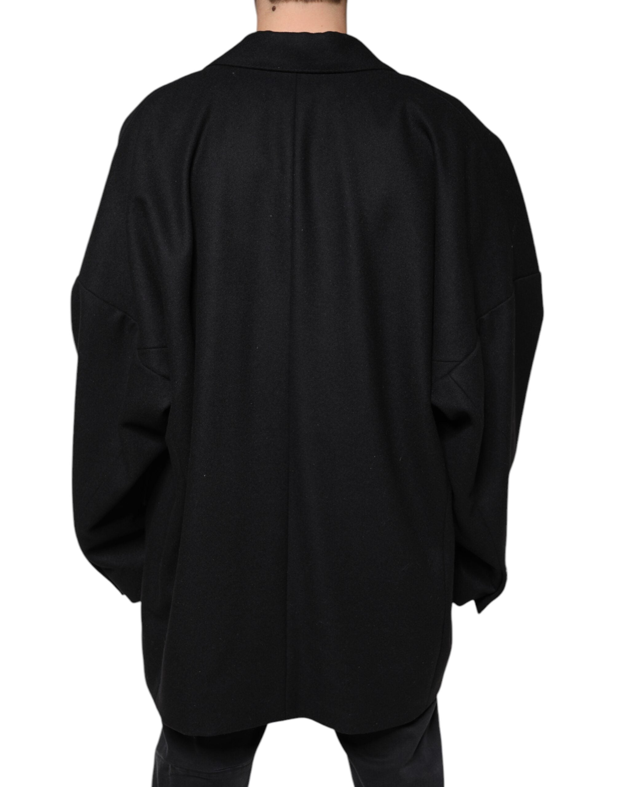 Dolce &amp; Gabbana Manteau croisé en laine noire pour homme