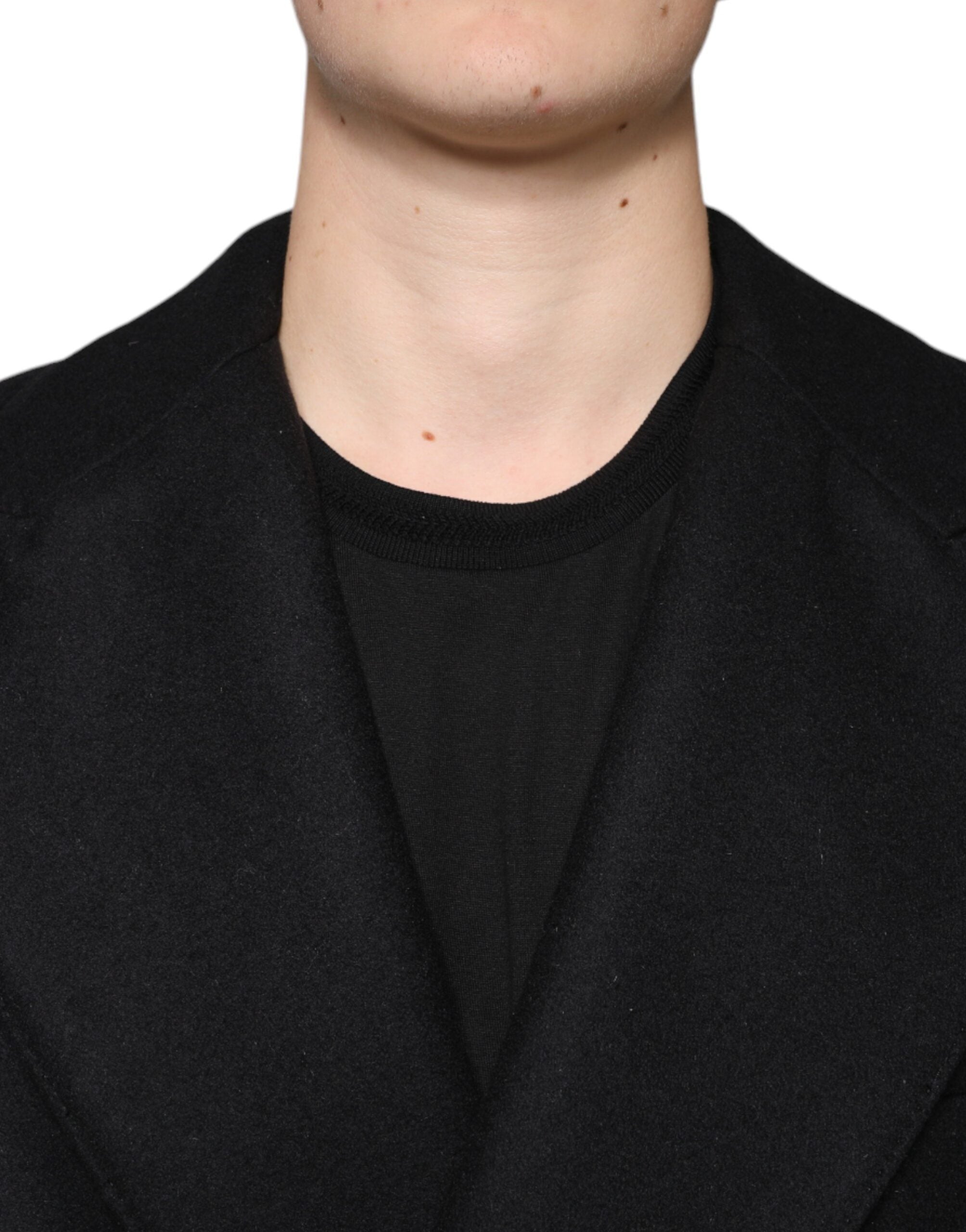 Dolce &amp; Gabbana Manteau croisé en laine noire pour homme