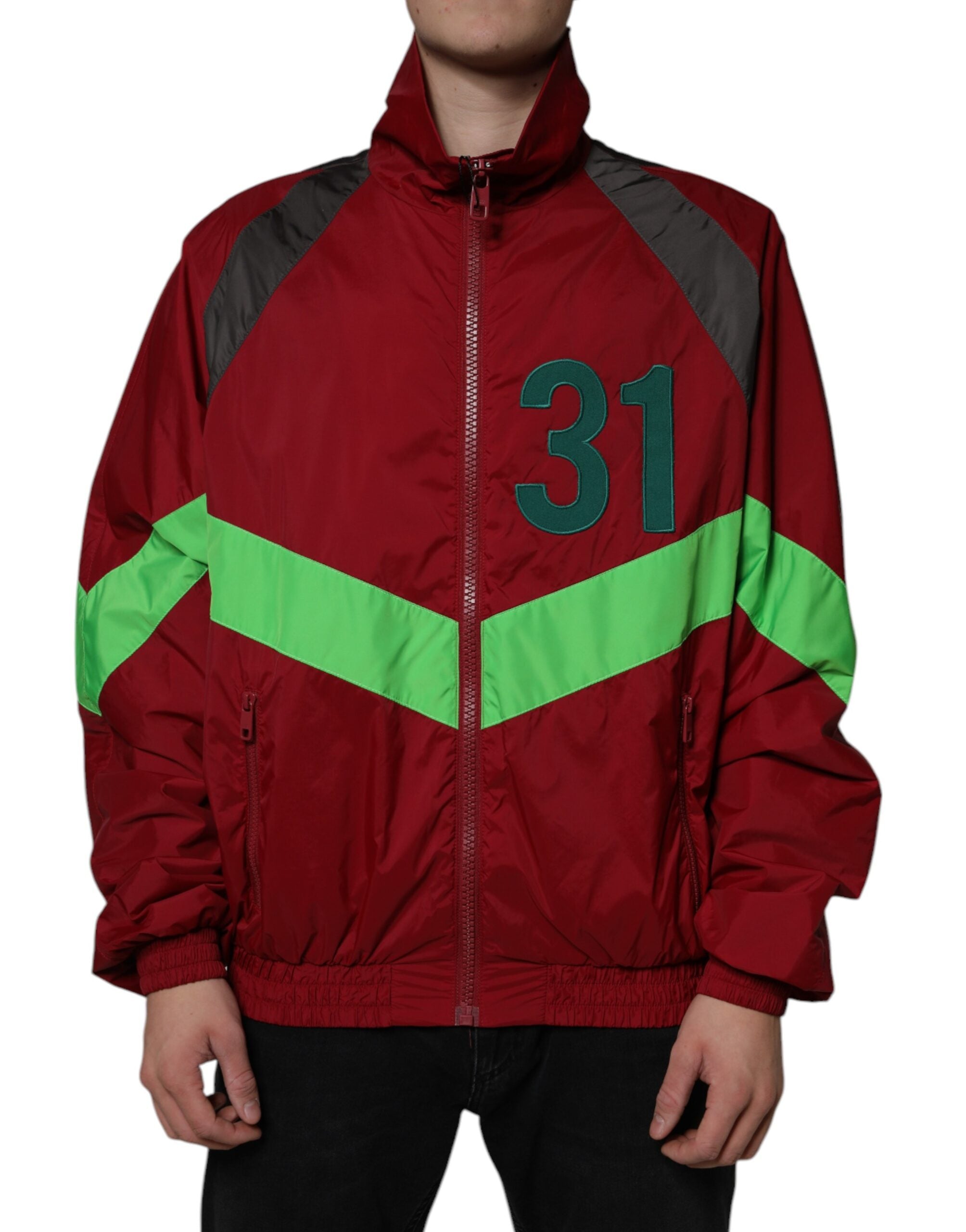 Veste coupe-vent zippée en nylon multicolore Dolce &amp; Gabbana